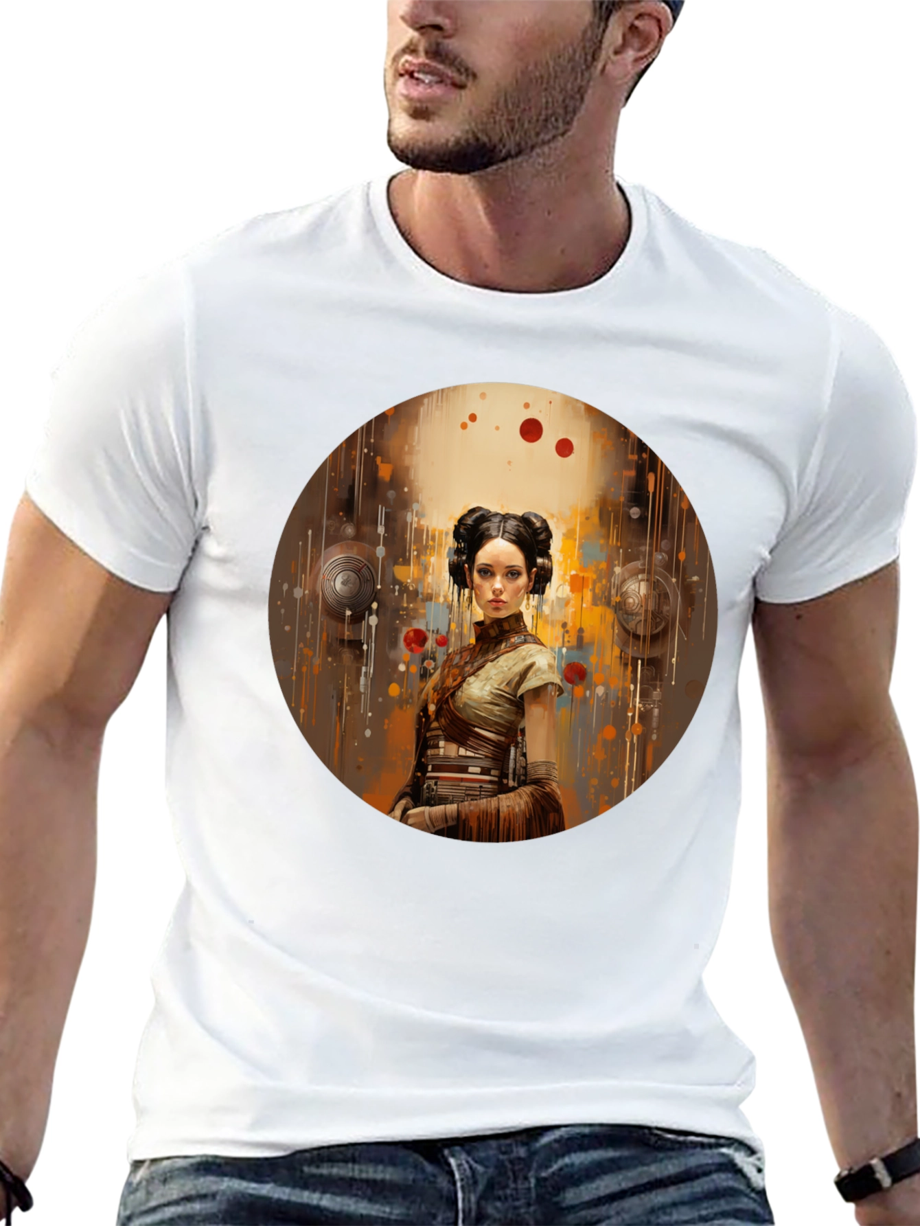 Sci-Fi Princess Graphic Tee - Soft Black Cotton Blend