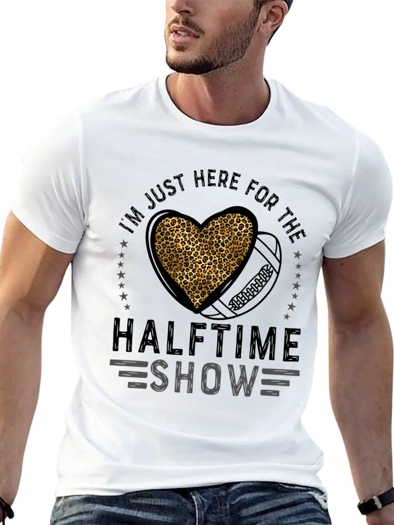 Halftime Show Leopard Heart Football T-Shirt