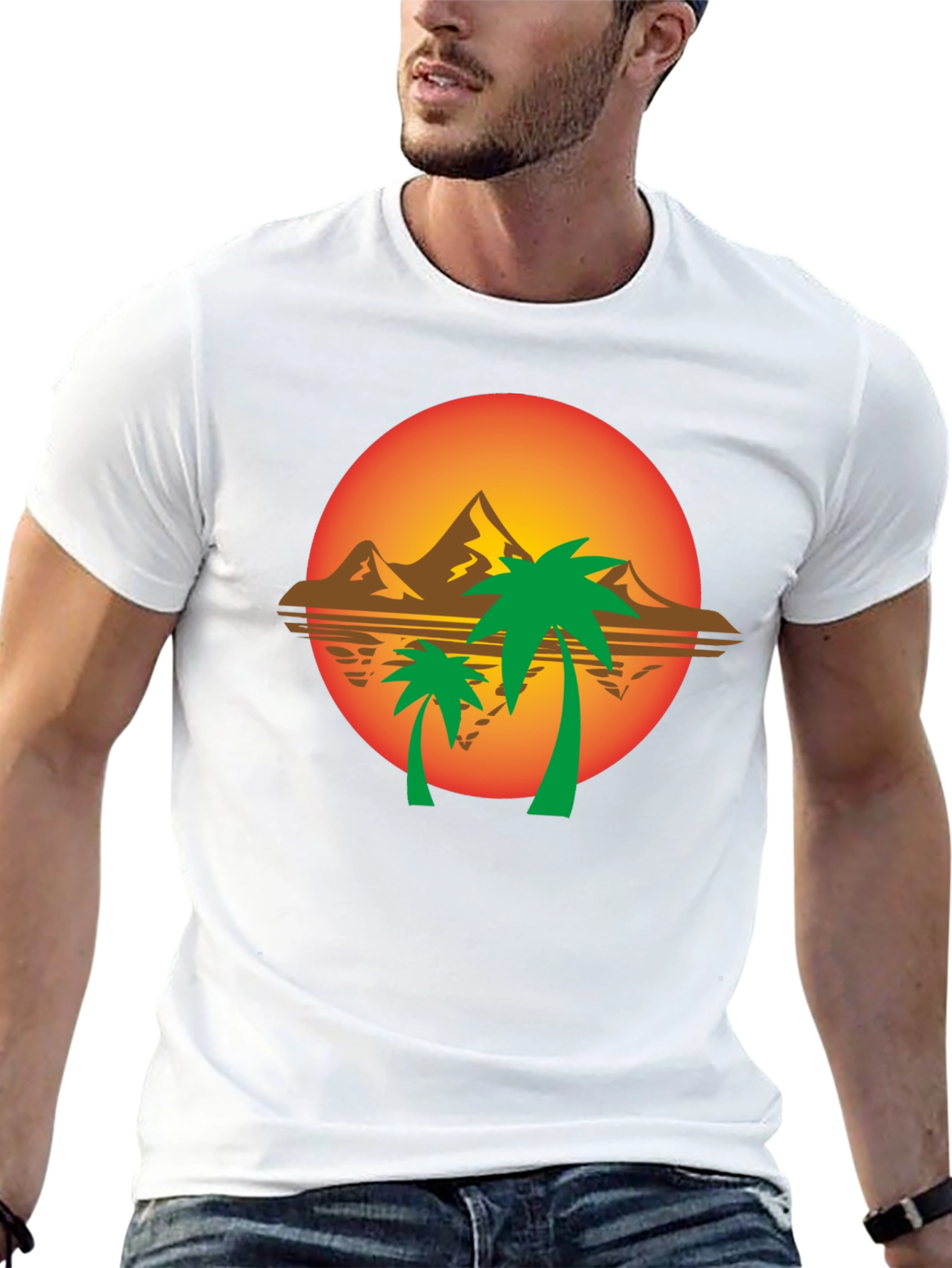 Sunset Palms Graphic Tee - Tropical Vibes
