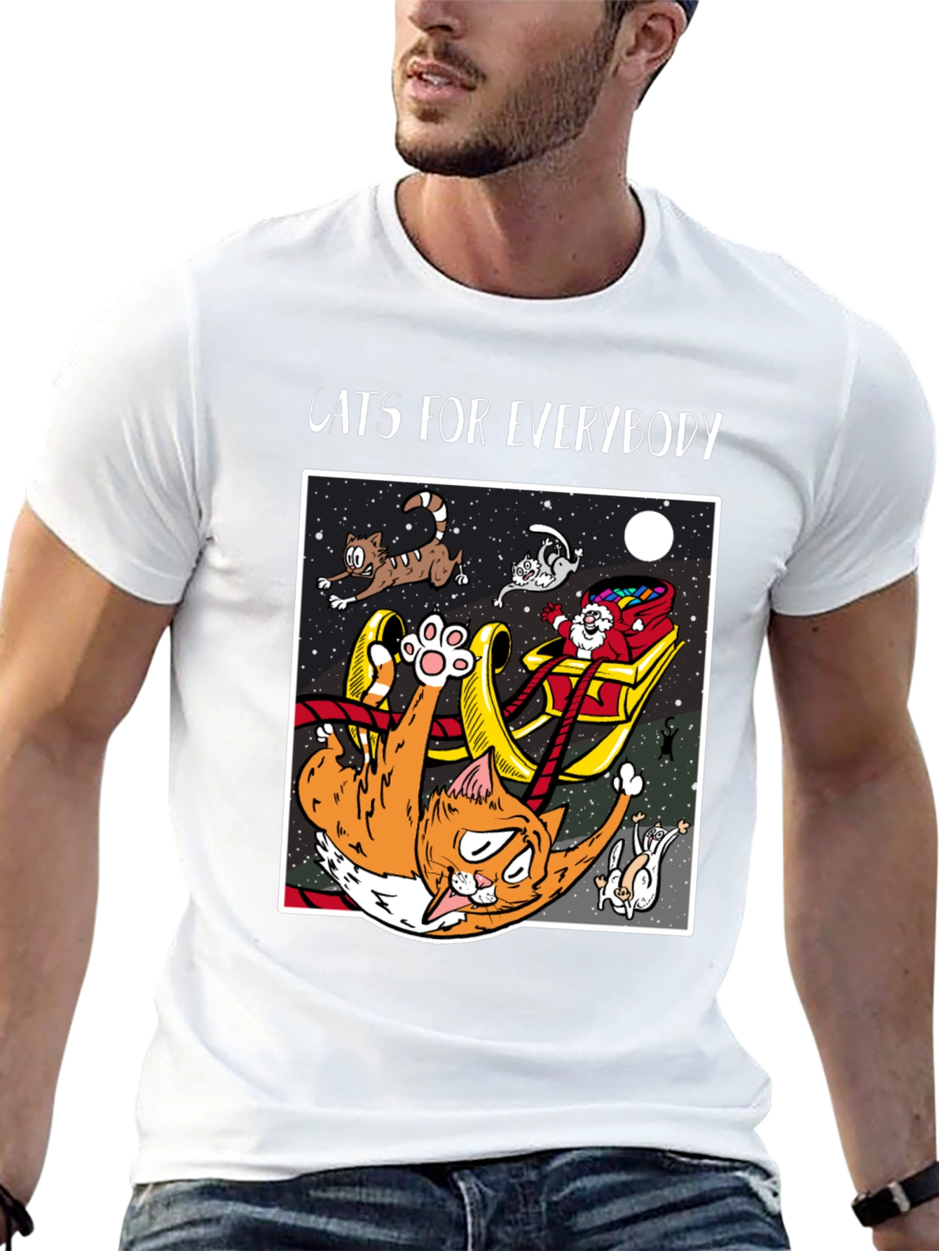 Cats For Everybody T-Shirt: Funny Cat Christmas Tee
