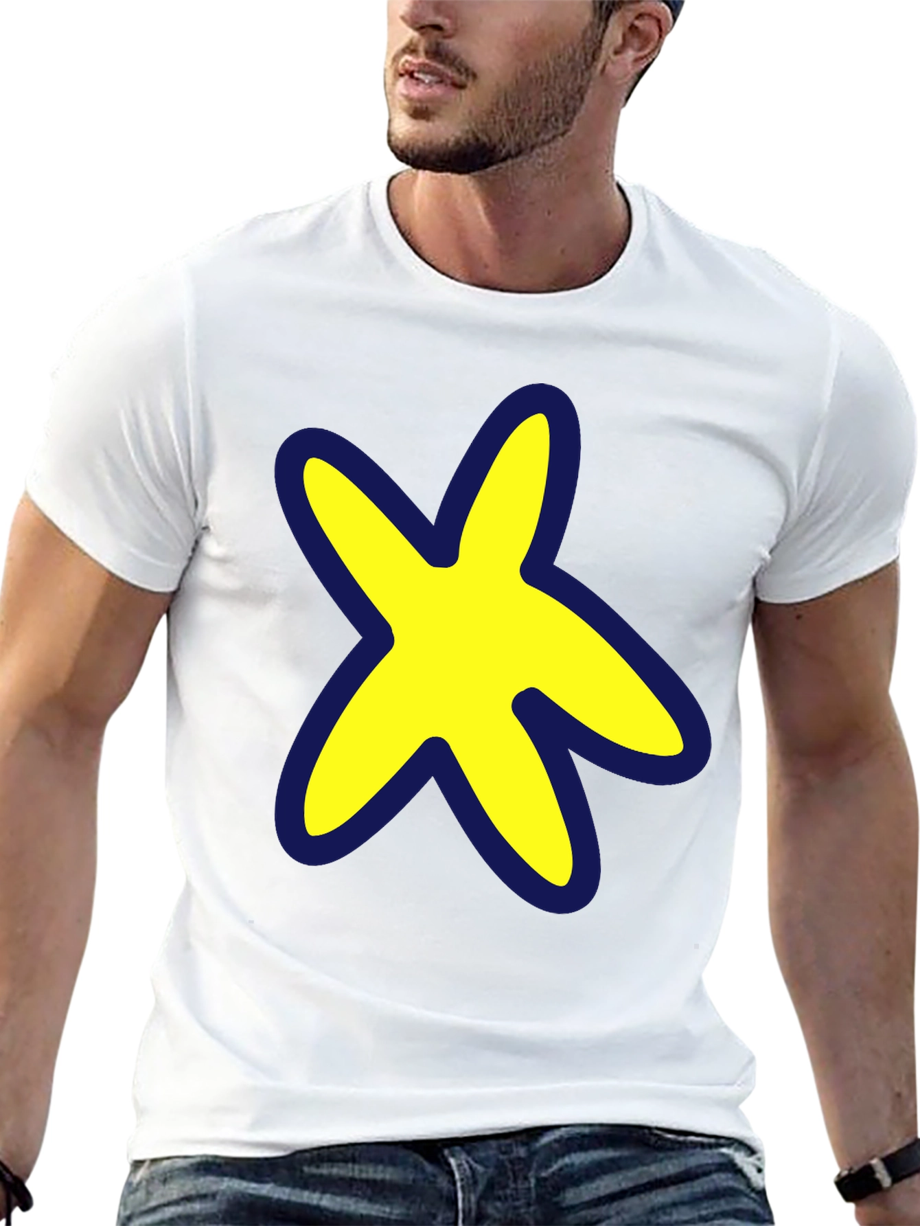 Yellow Star Graphic Black T-Shirt