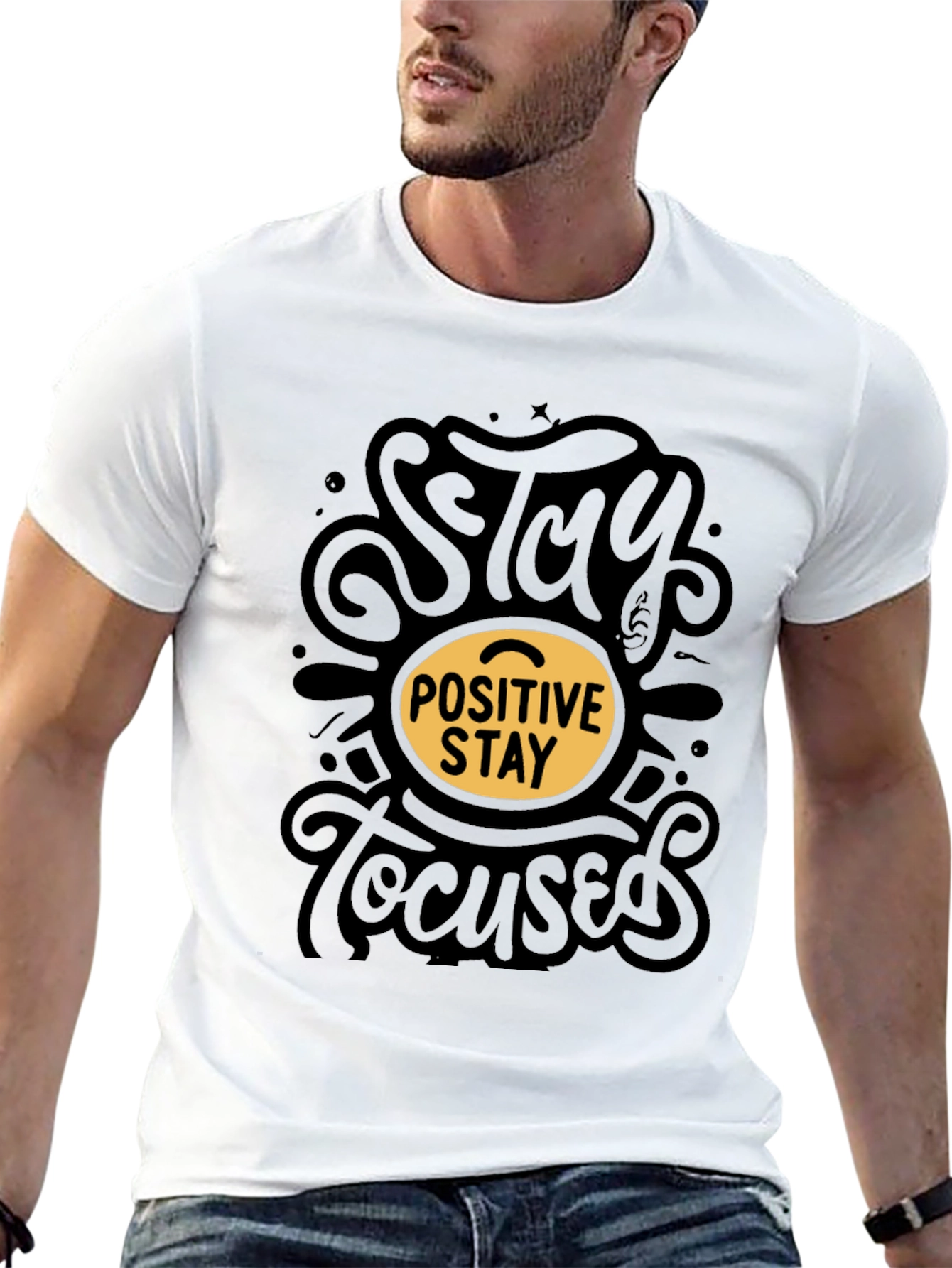 Stay Positive Stay Focused Black T-Shirt