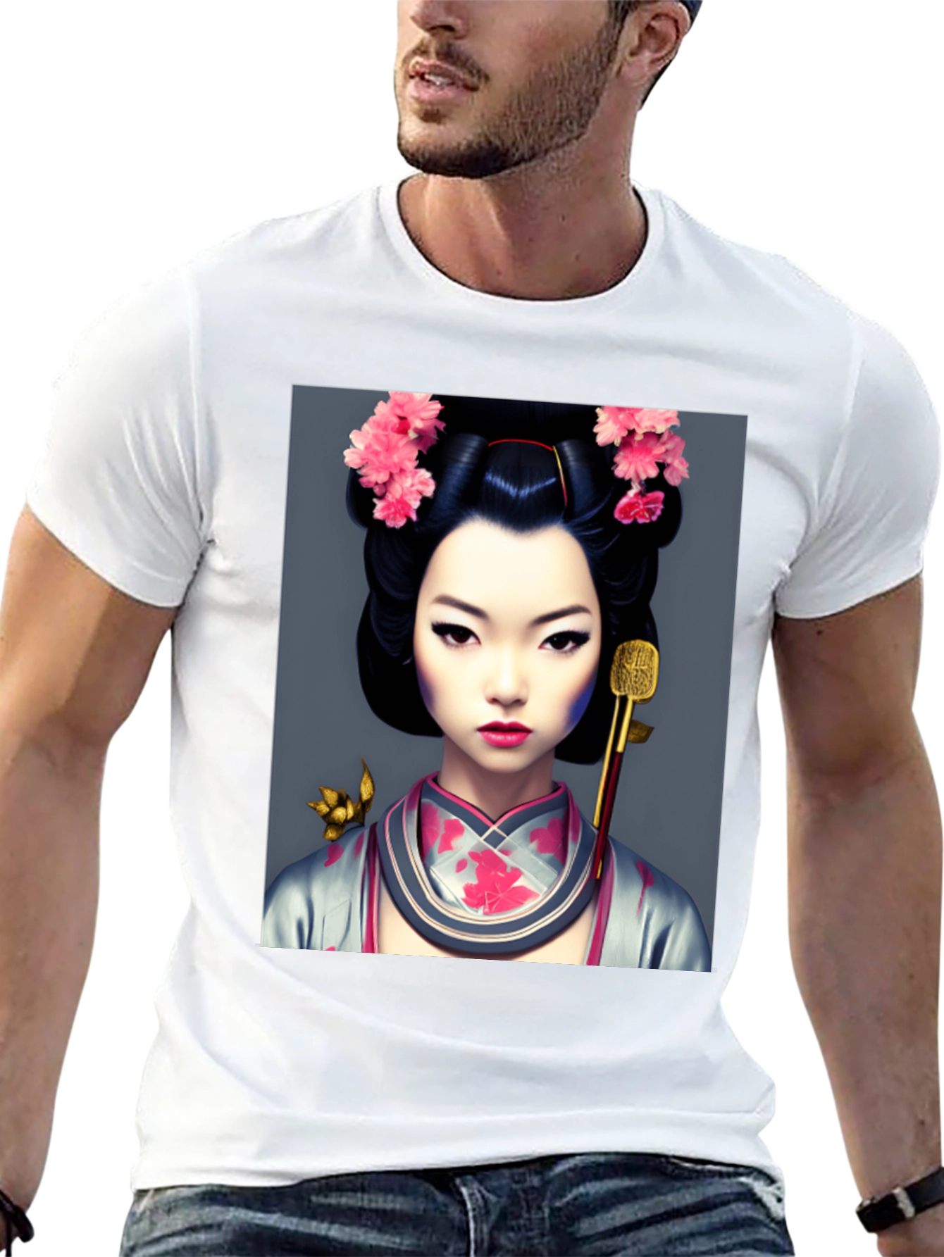 Geisha Art Black T-Shirt