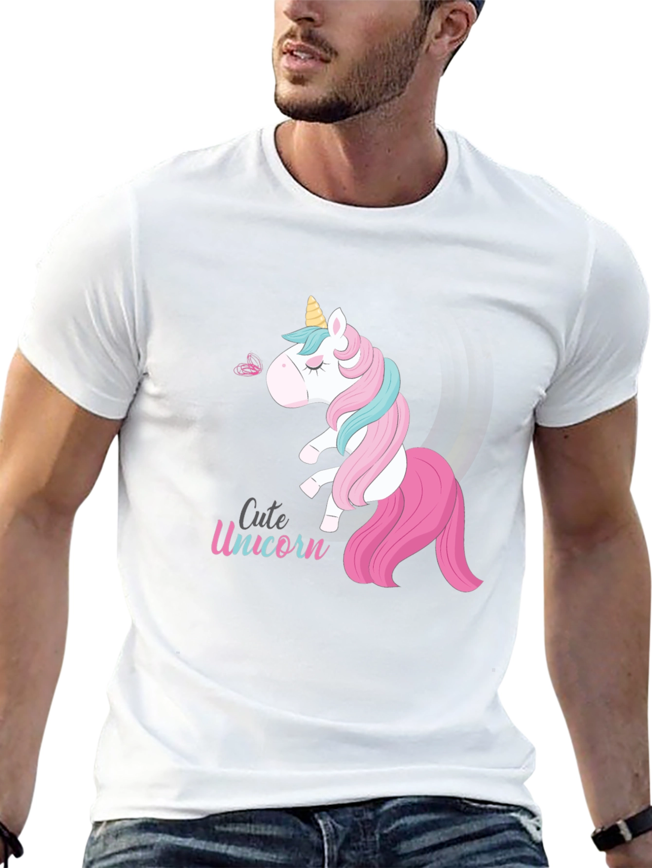 Cute Unicorn Graphic Black T-Shirt
