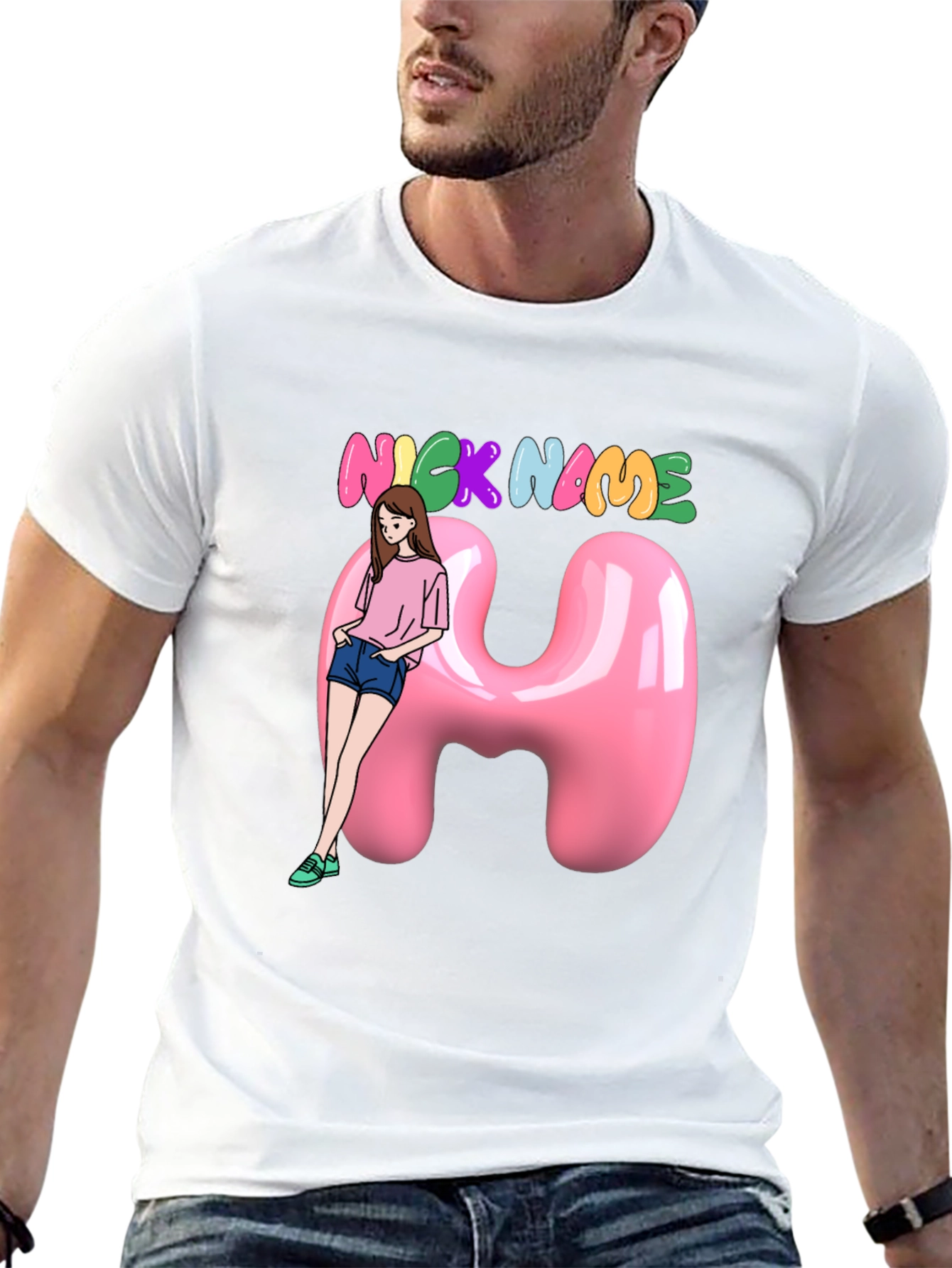 Unique Custom Name T-Shirt with Cartoon Girl