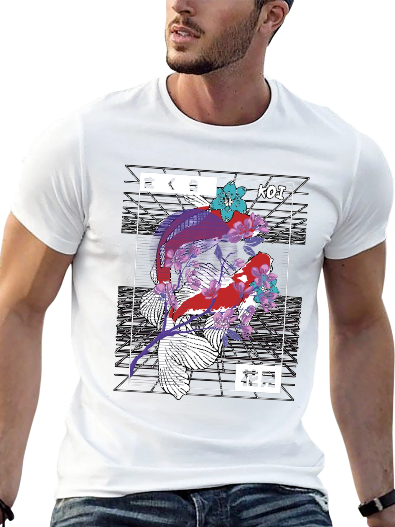 Koi Fish Graphic Tee - Sakura Aesthetic