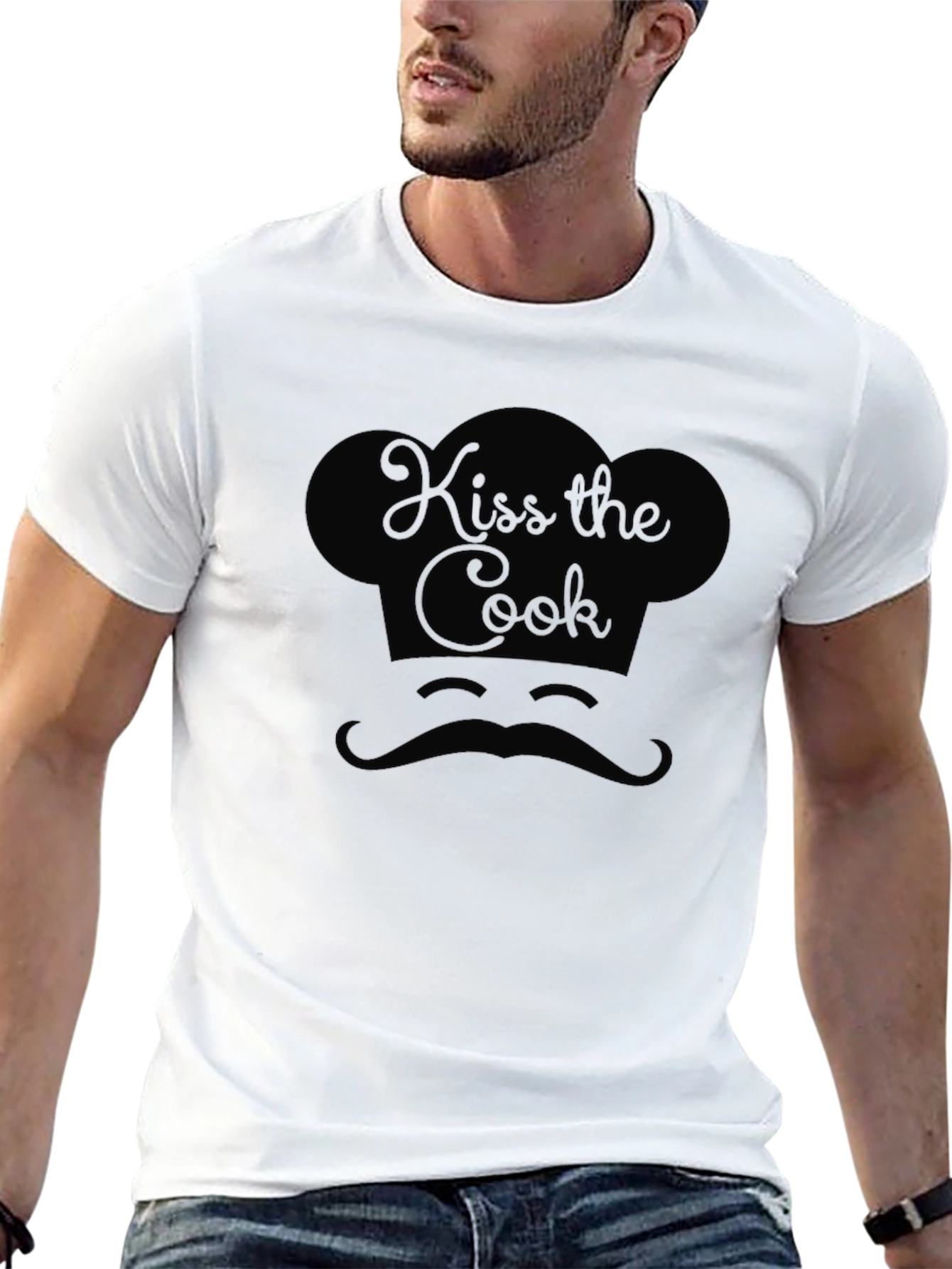 Kiss the Cook Graphic Tee - Black Cotton T-Shirt