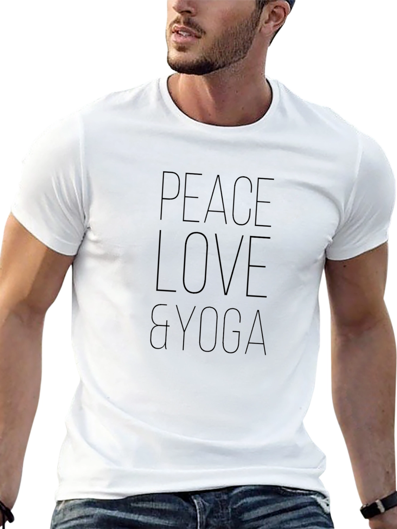 Peace Love Yoga Mens Black Graphic T-Shirt