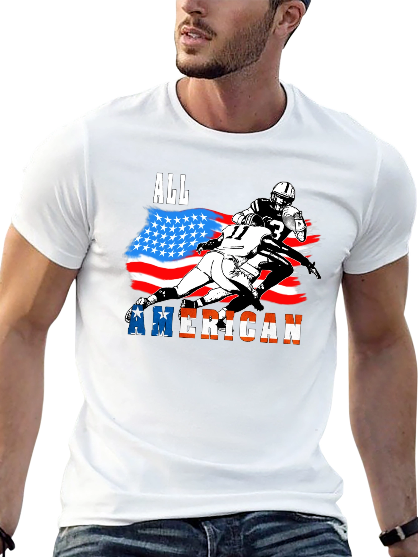All American Football Graphic T-Shirt