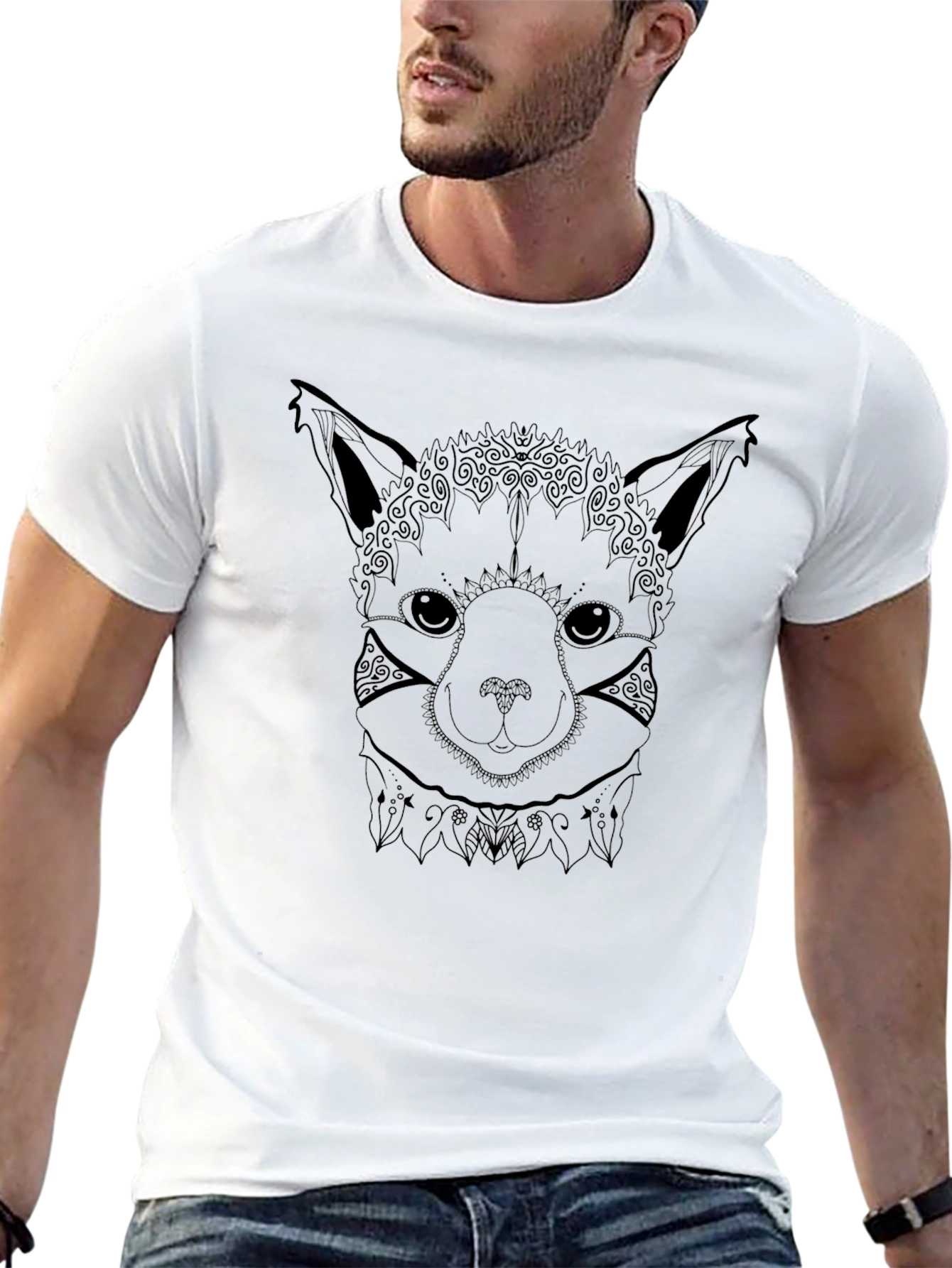 Fox Mandala T-Shirt - Black Graphic Tee