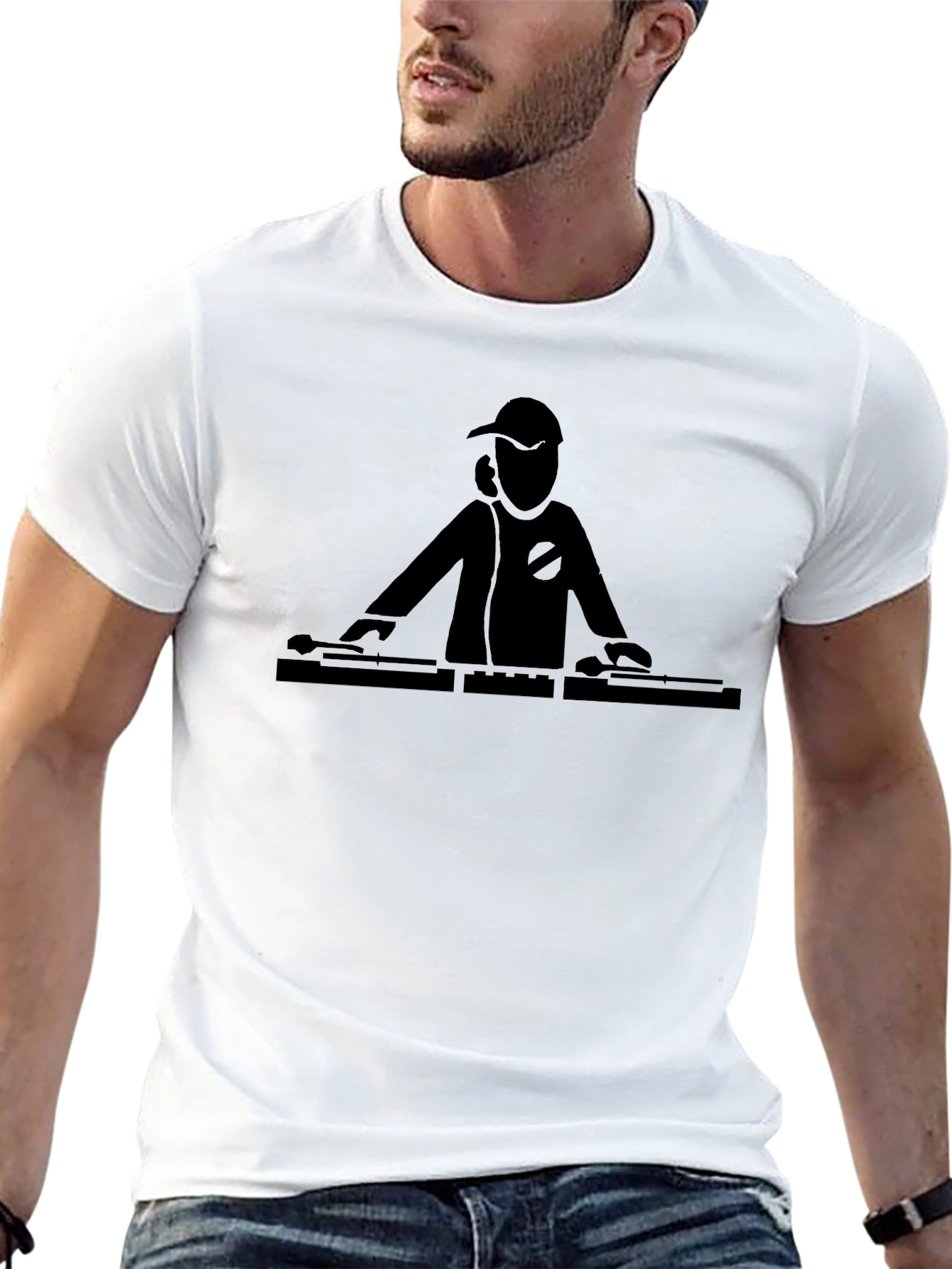 DJ Turntable Graphic Tee - Black Cotton T-Shirt