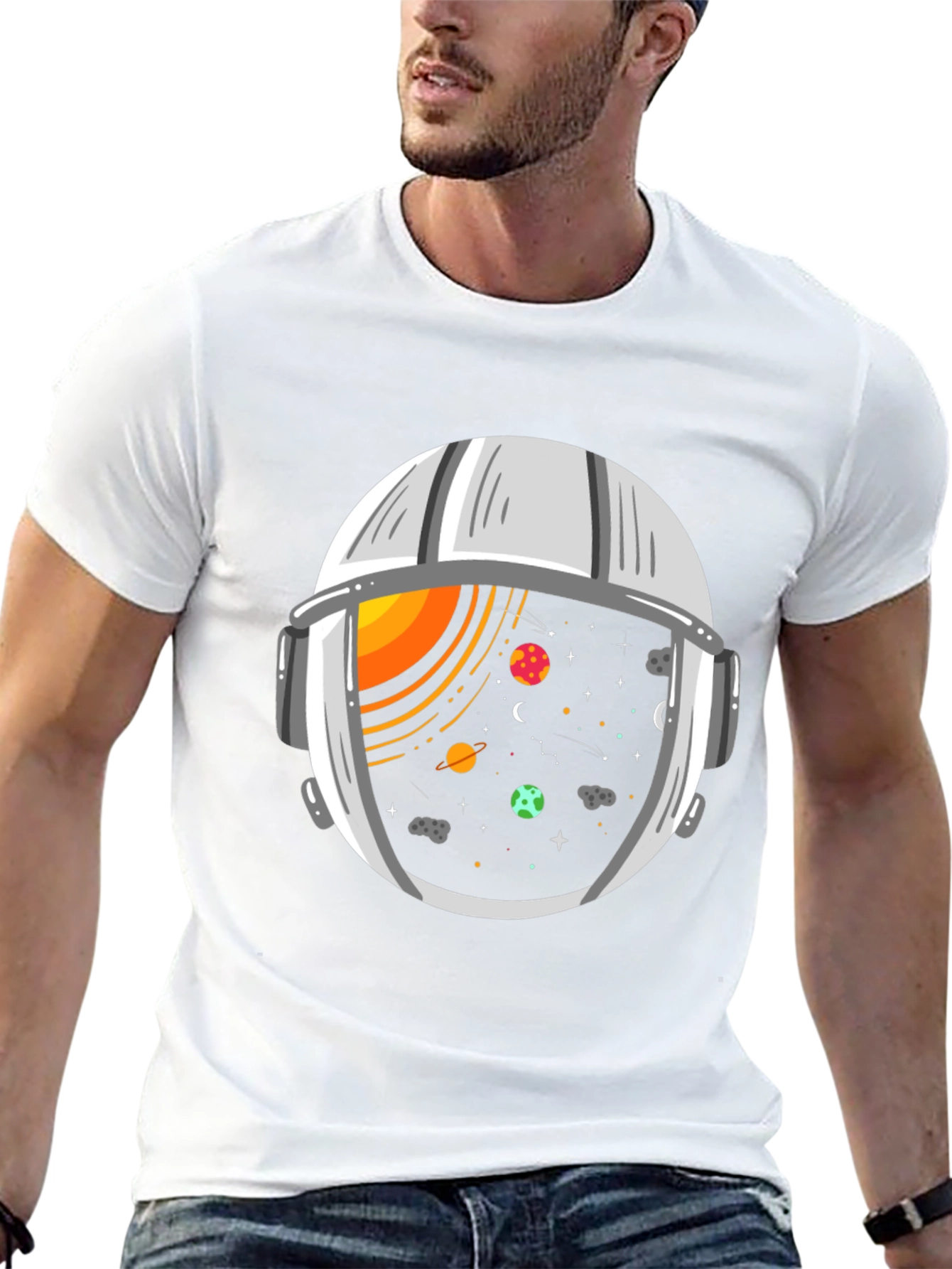 Space Helmet Graphic Tee - Cosmic Adventure T-Shirt