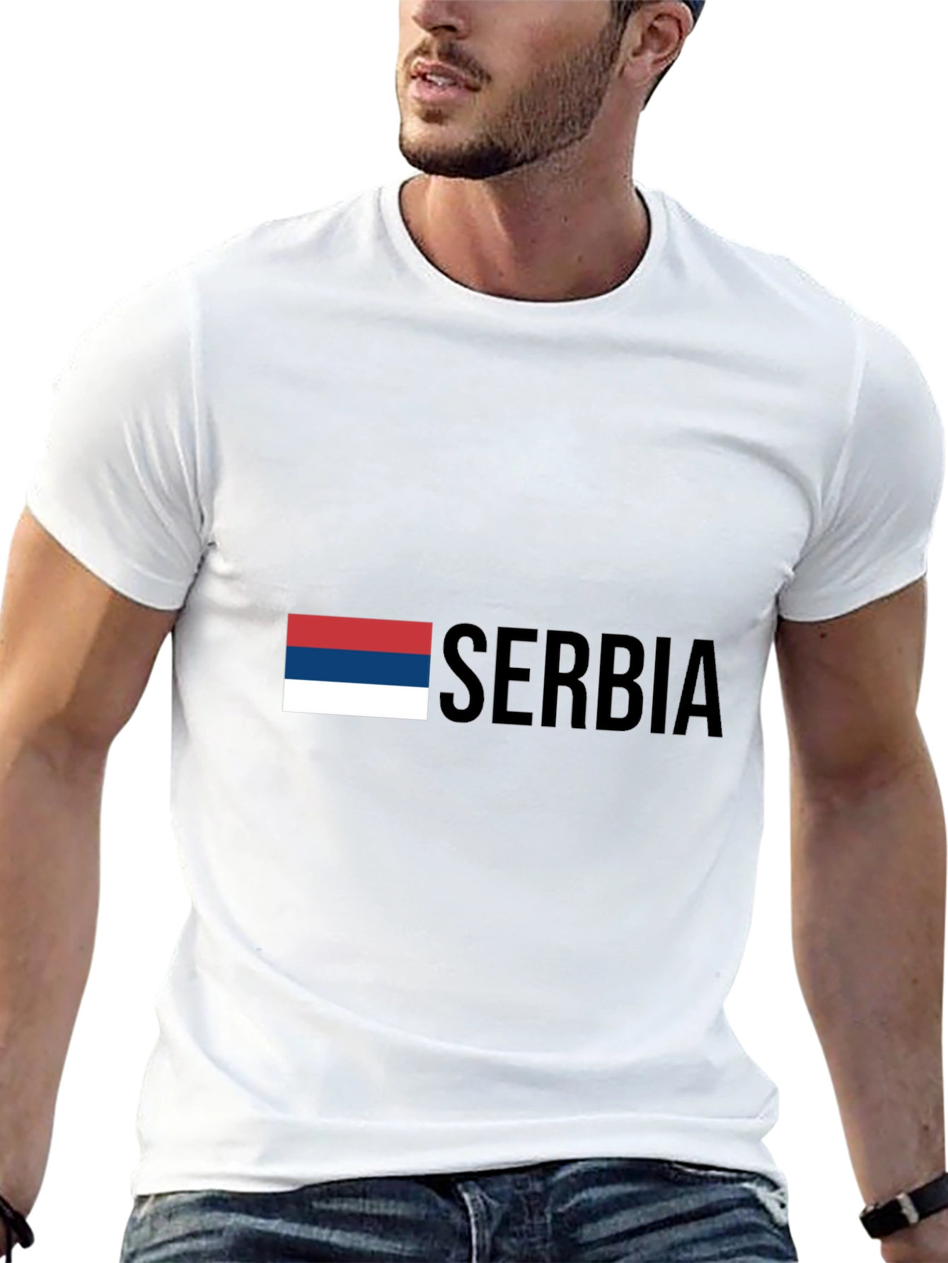 Serbia Flag T-Shirt - Black Graphic Tee
