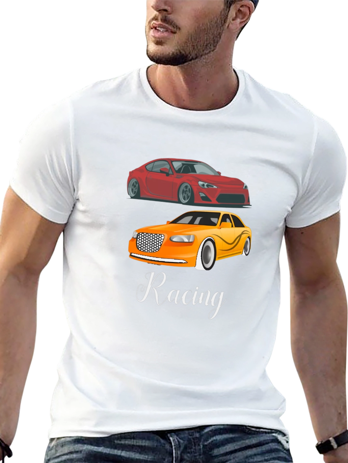Racing Cars Graphic Tee - Black Cotton