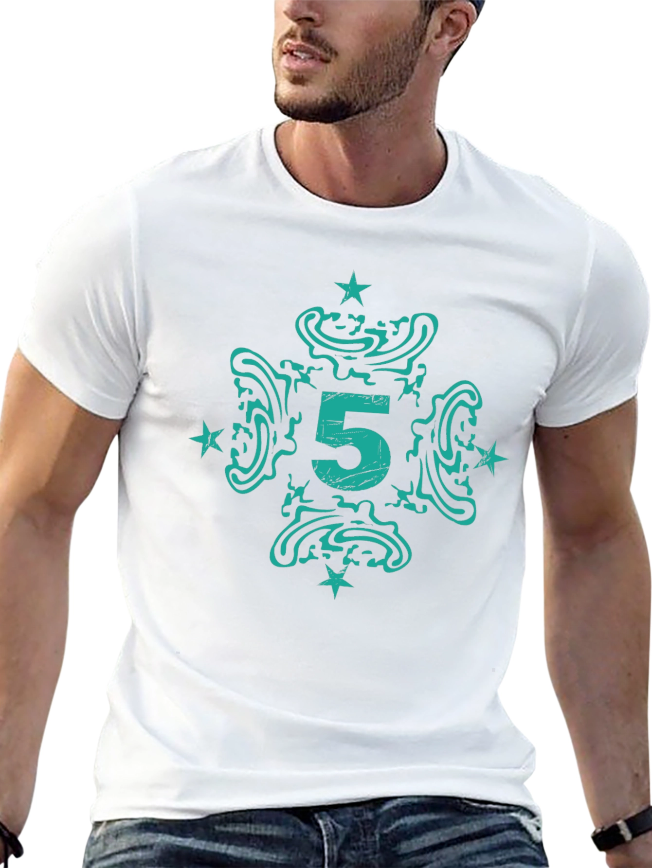 Abstract Number 5 Graphic Print T-Shirt