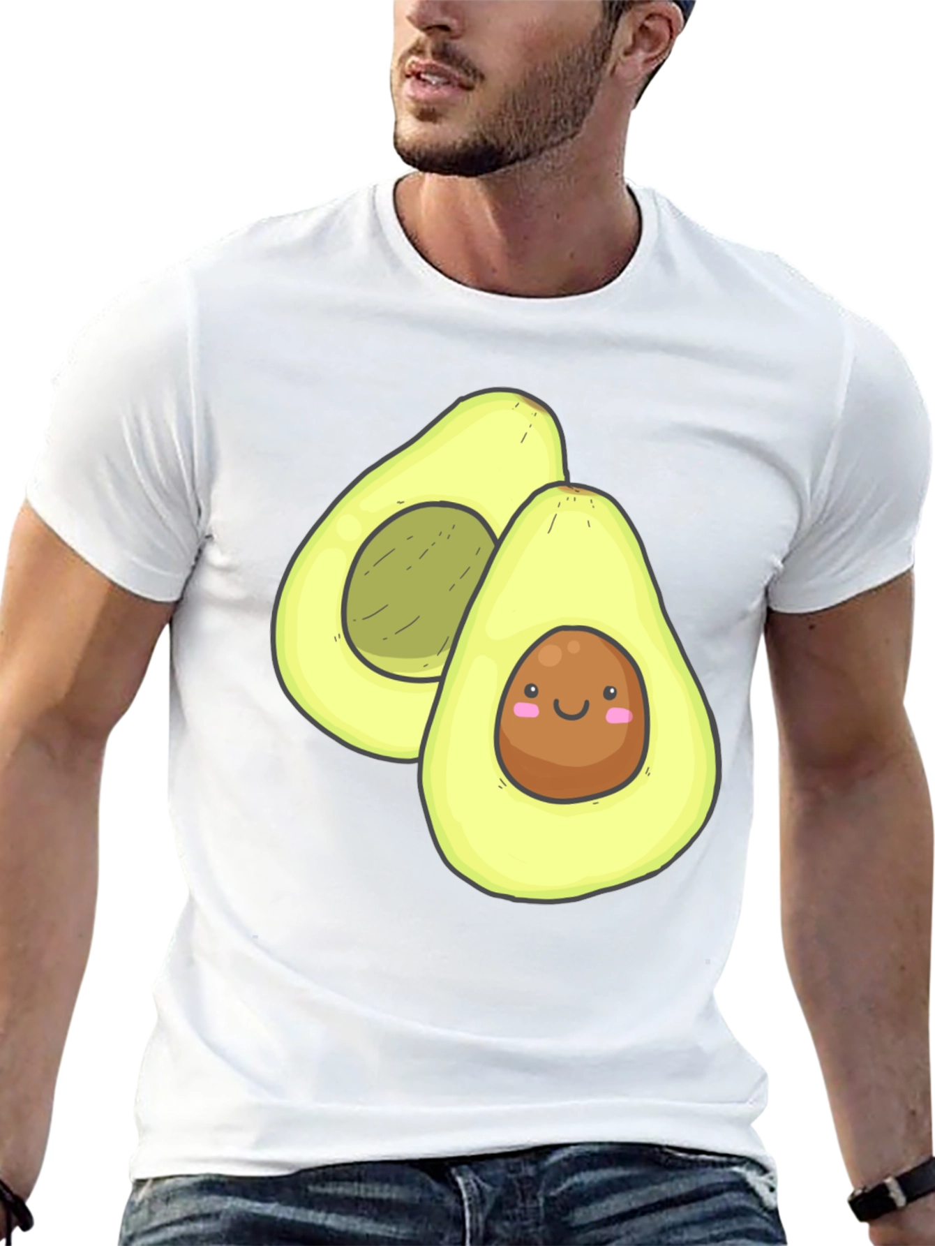 Cute Avocado Graphic Black T-Shirt