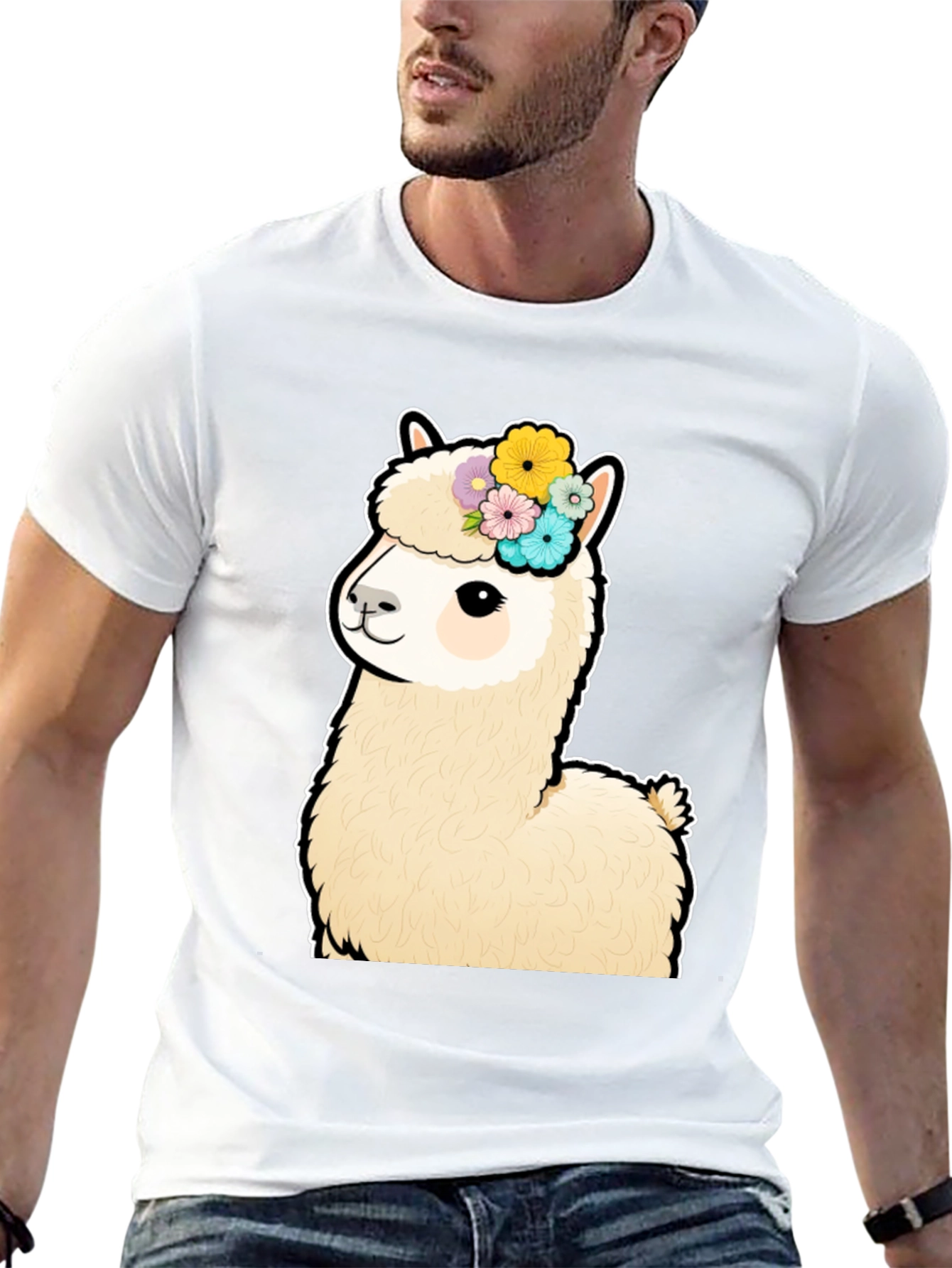 Alpaca Flower Crown Graphic T-Shirt