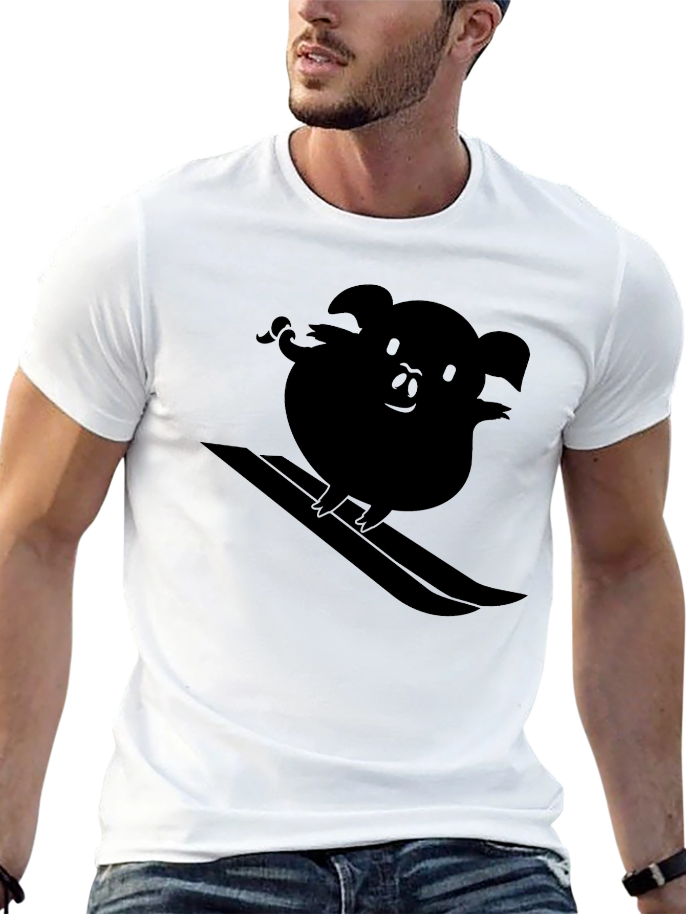 Cool Pig Surfing Graphic Tee - Black