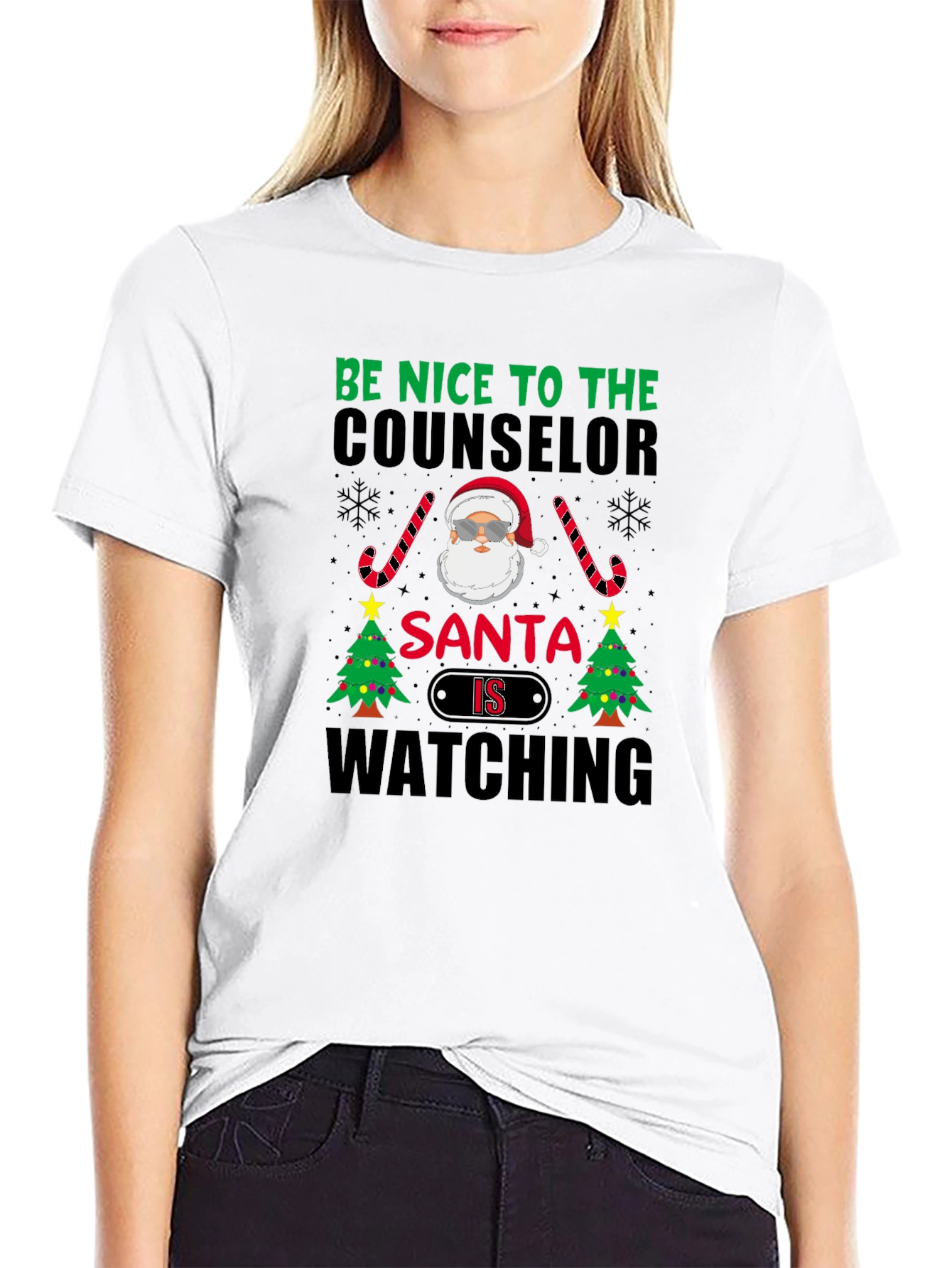 Funny Counselor Santa Watching Christmas T-Shirt