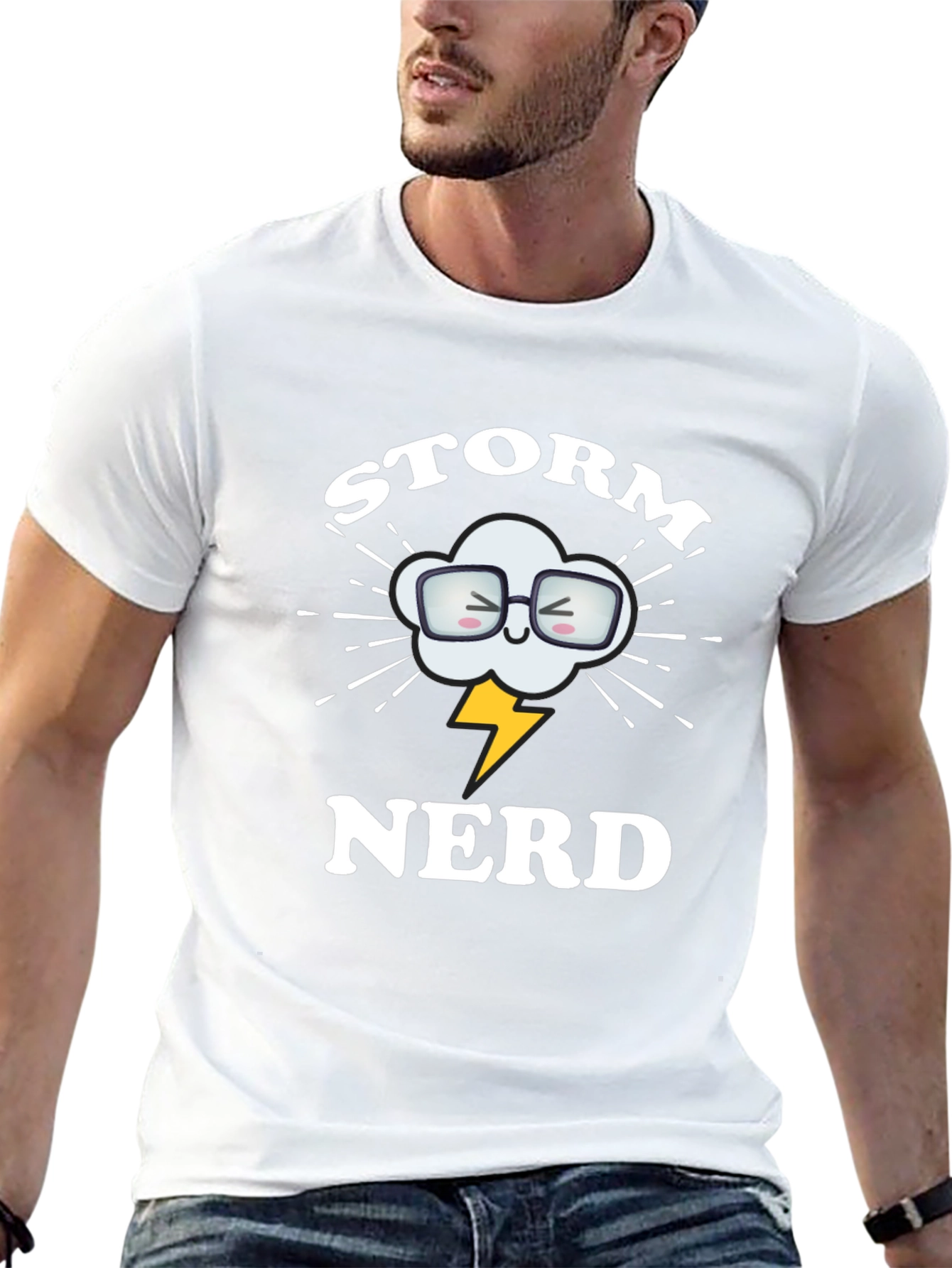 Storm Nerd Graphic Tee - Black Cotton T-Shirt
