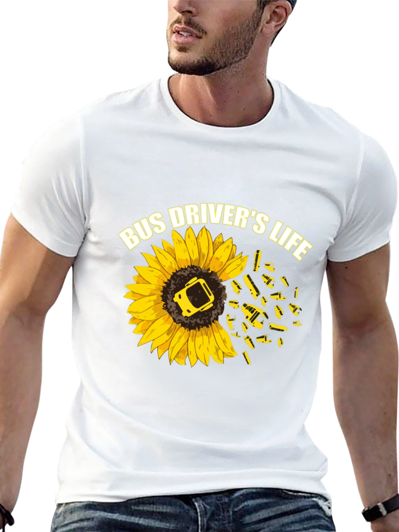 Bus Drivers Life Sunflower Graphic T-Shirt