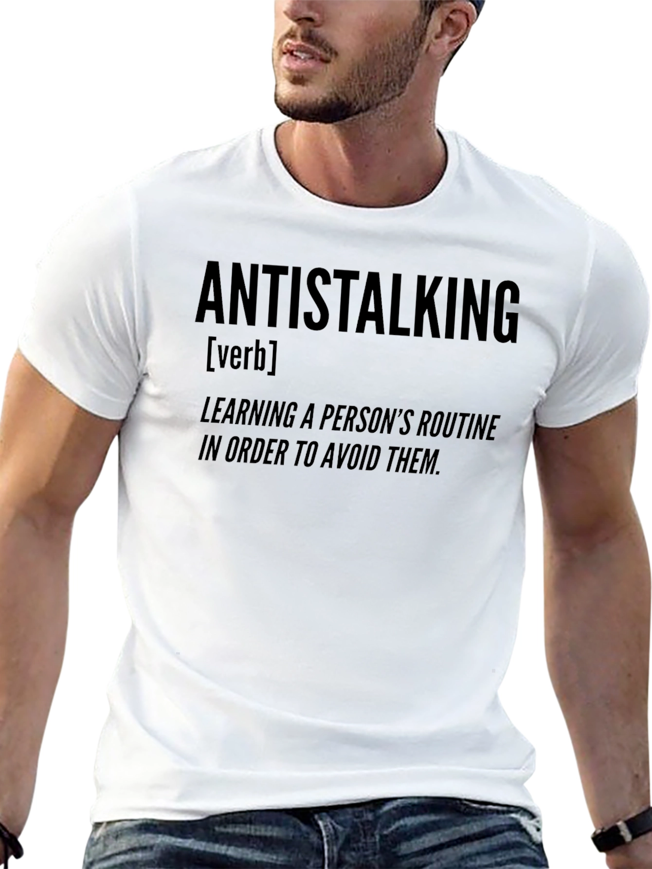 Antistalking Verb Definition Graphic Tee - Black
