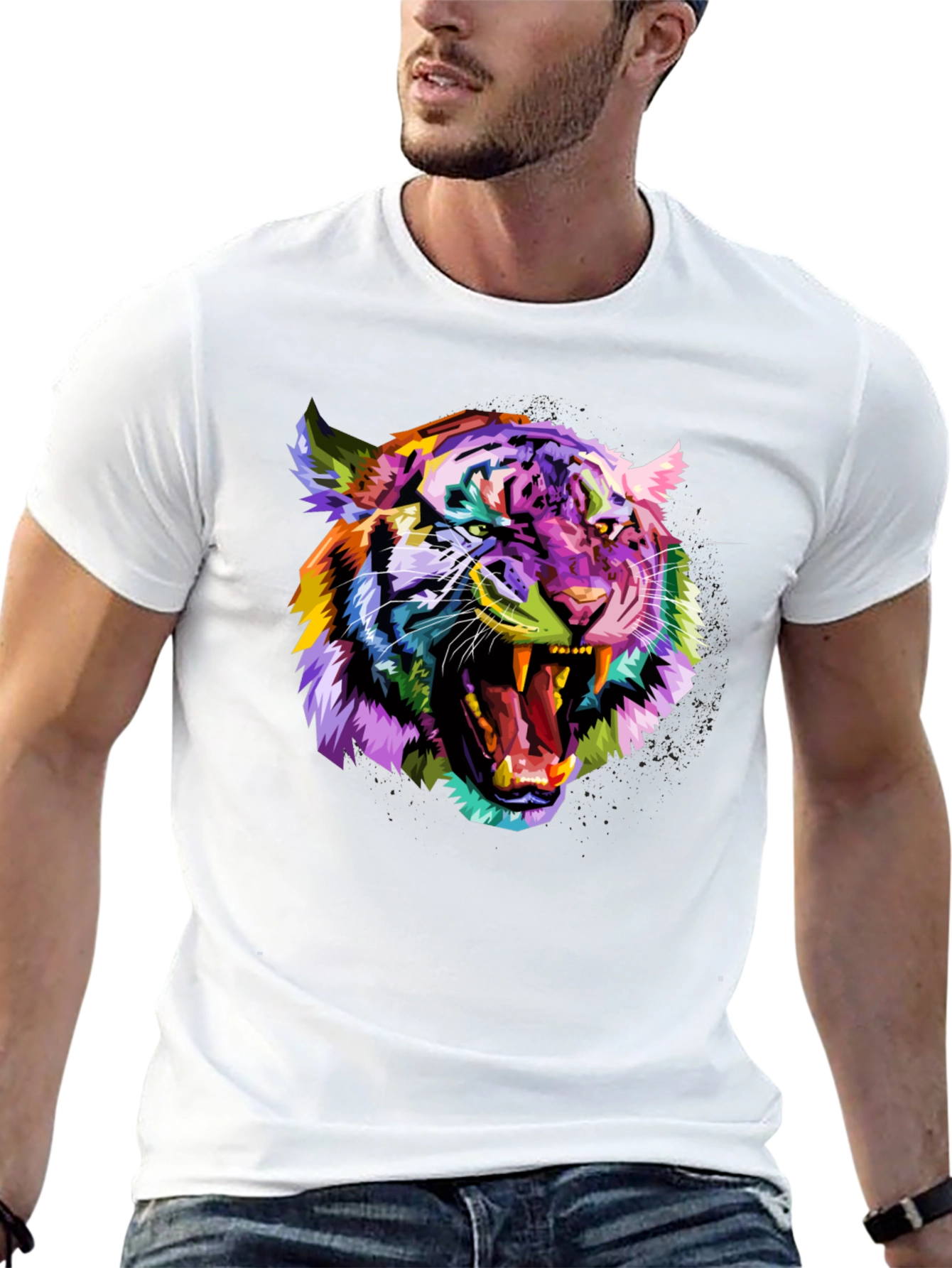 Vibrant Tiger Graphic Tee - Bold Mens T-Shirt
