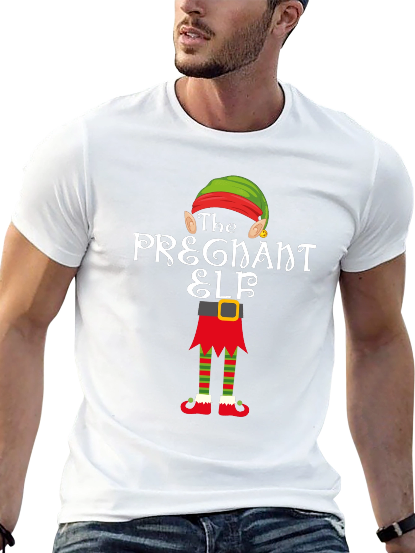 Pregnant Elf Holiday T-Shirt - Festive Christmas Apparel