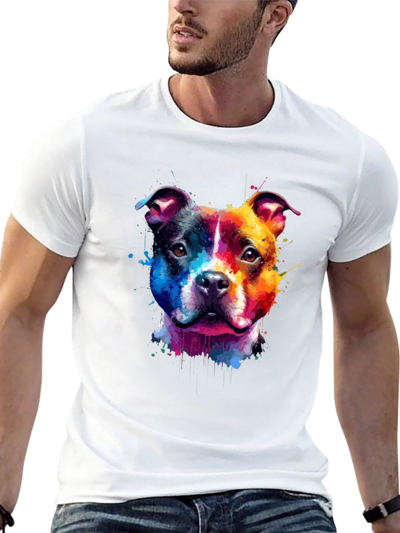 Colorful Dog Graphic T-Shirt