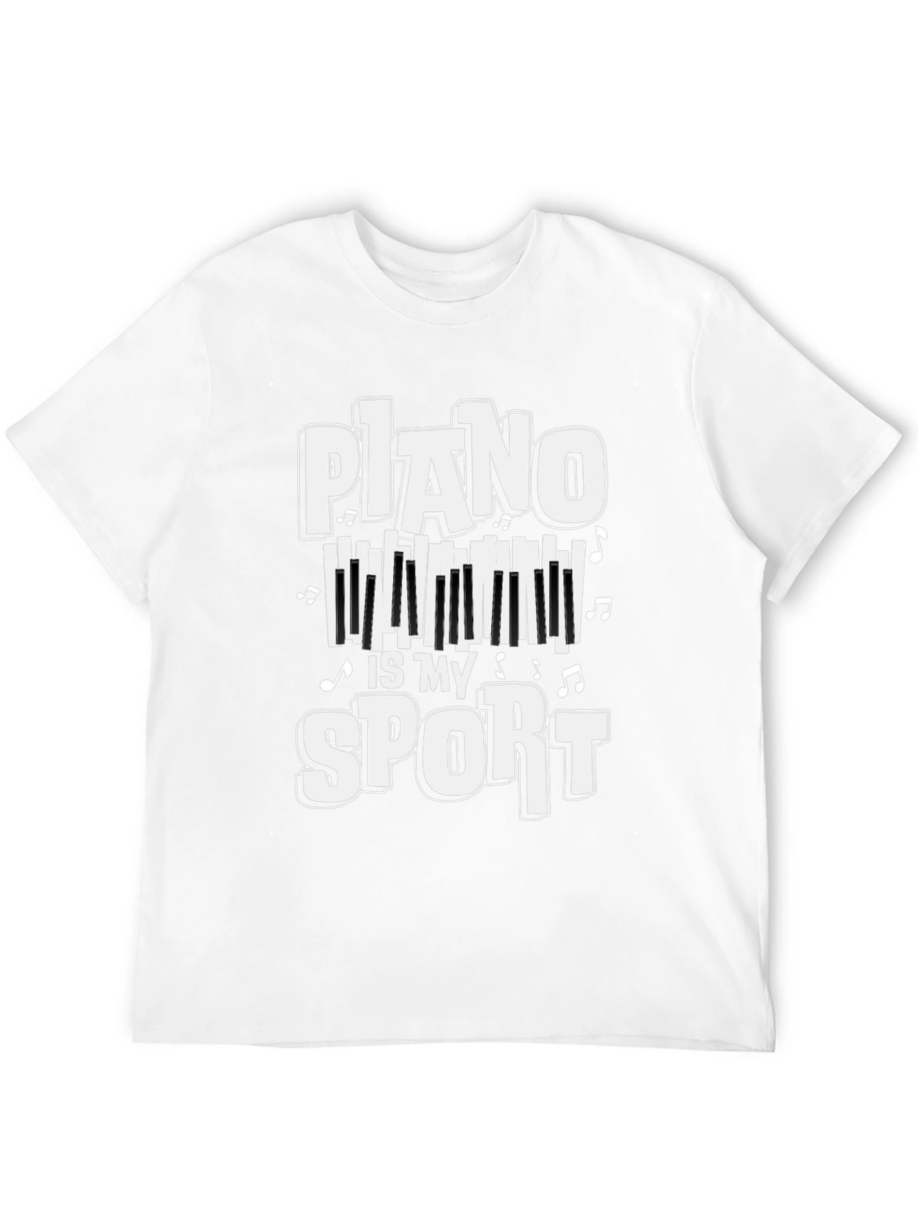 Piano Is My Sport Graphic T-Shirt - Black