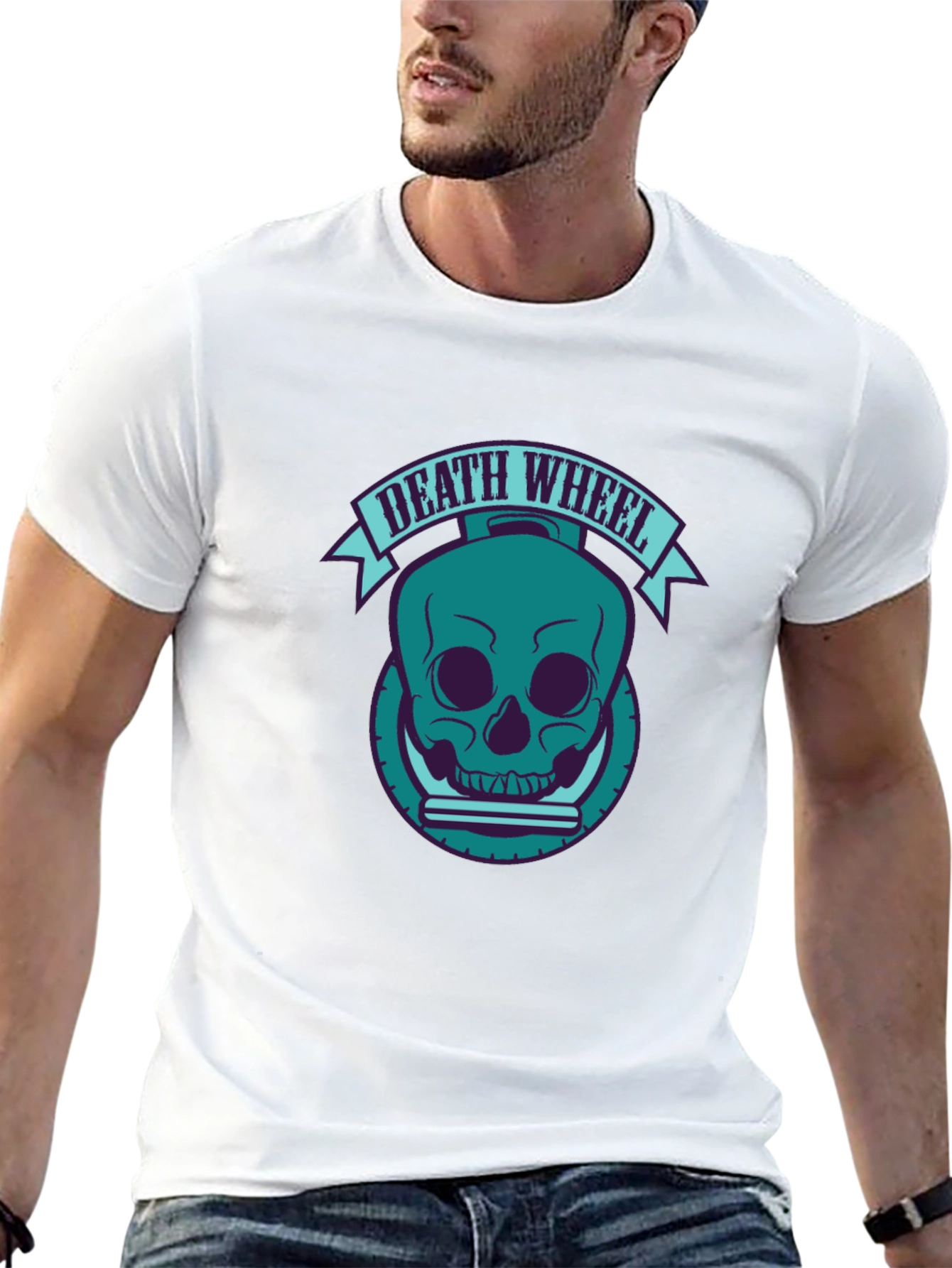 Death Wheel Graphic Tee - Cool Skull Design