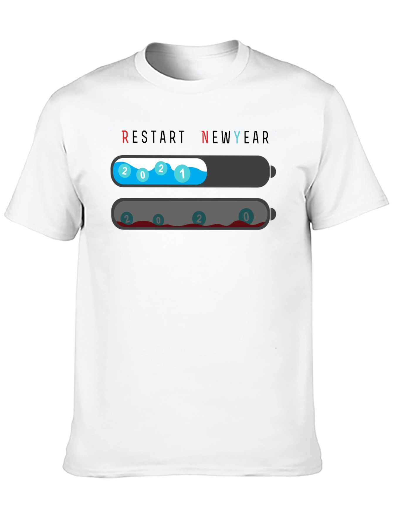Restart New Year T-Shirt - 2021 Full Charge