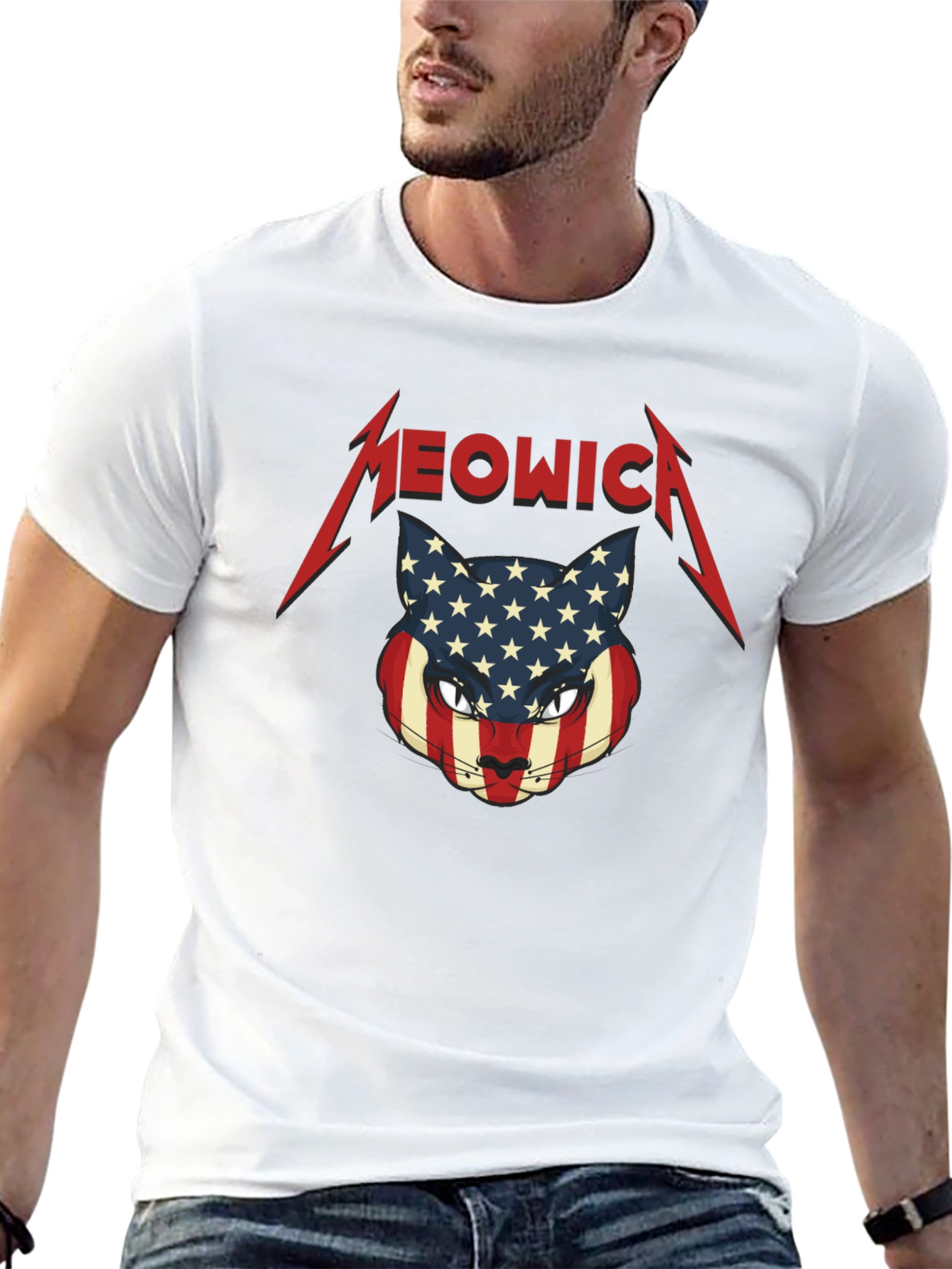 Meowica Cat USA Flag T-Shirt
