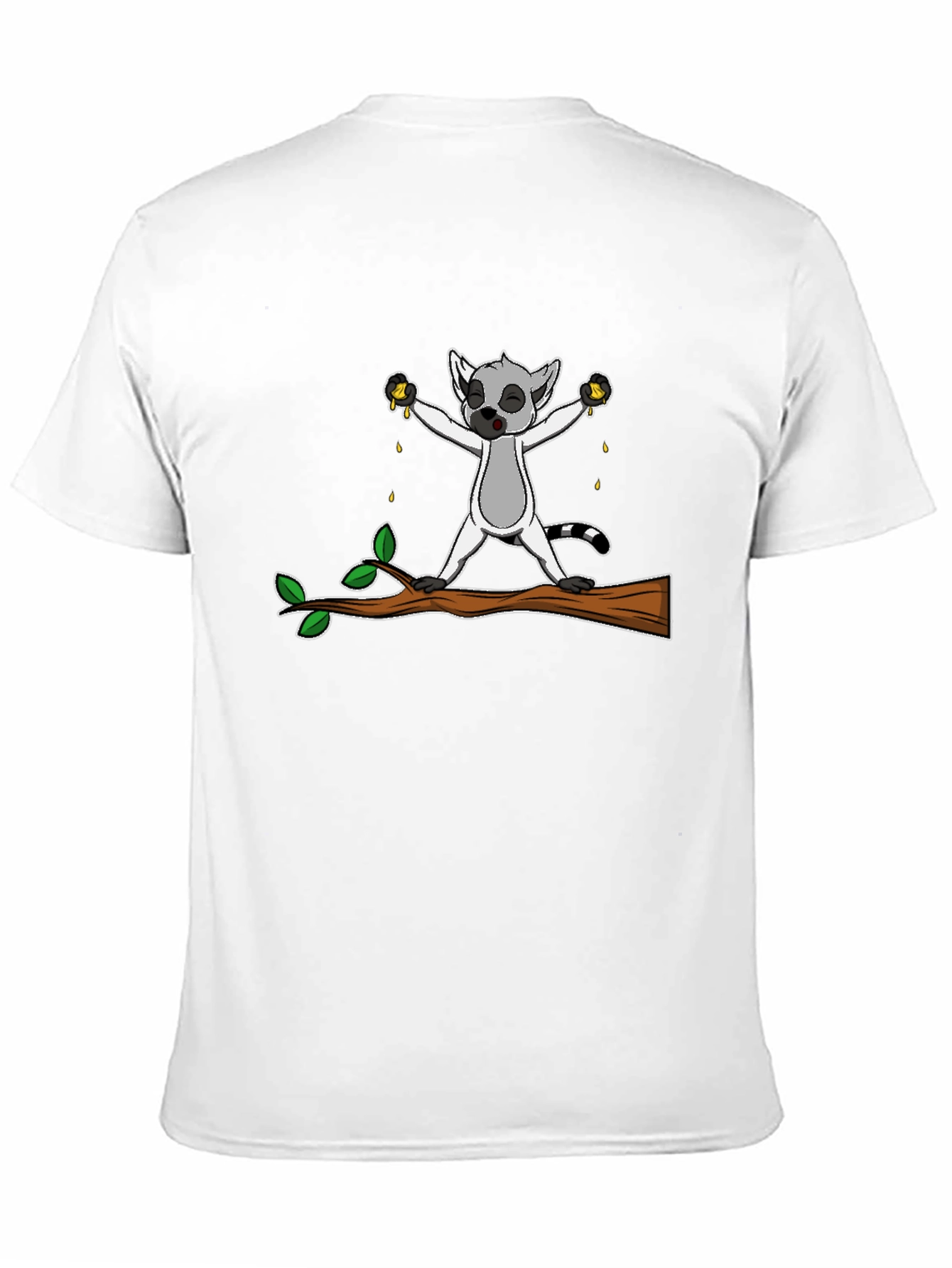 Lemur Squeezing Fruit Graphic T-Shirt