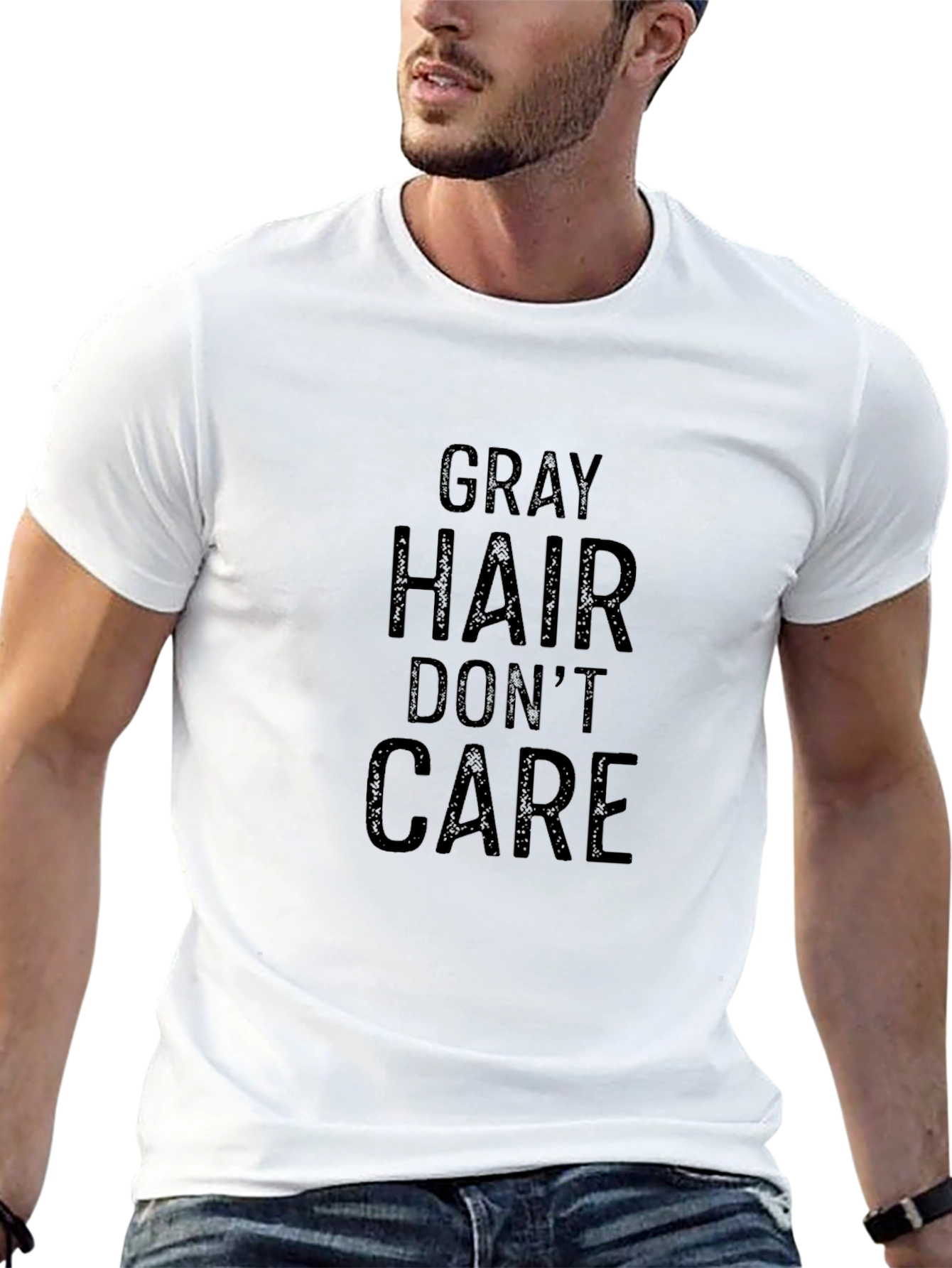 Gray Hair Dont Care Black T-Shirt