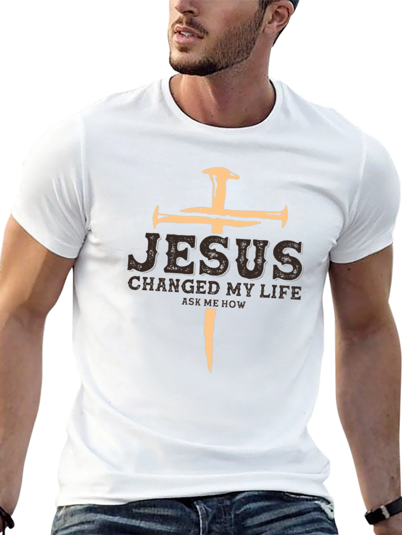Jesus Changed My Life Black Graphic T-Shirt