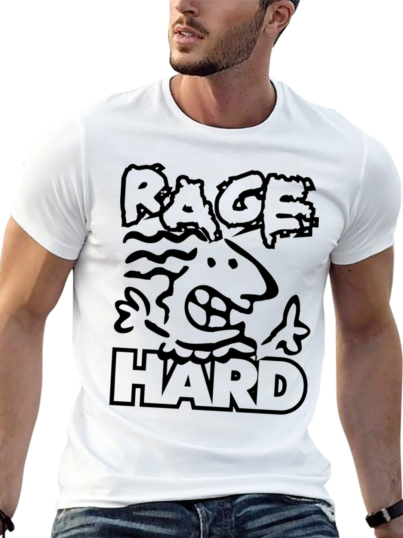 Rage Hard Black Graphic Tee for Men