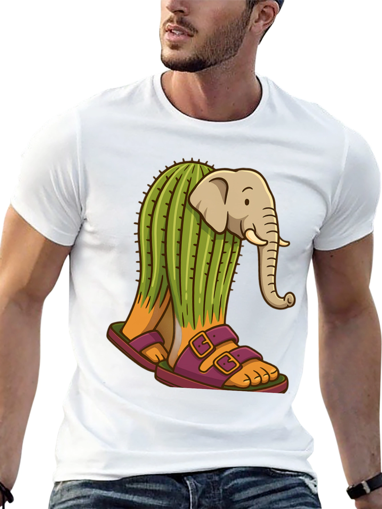 Elephant Cactus Sandals Graphic Tee