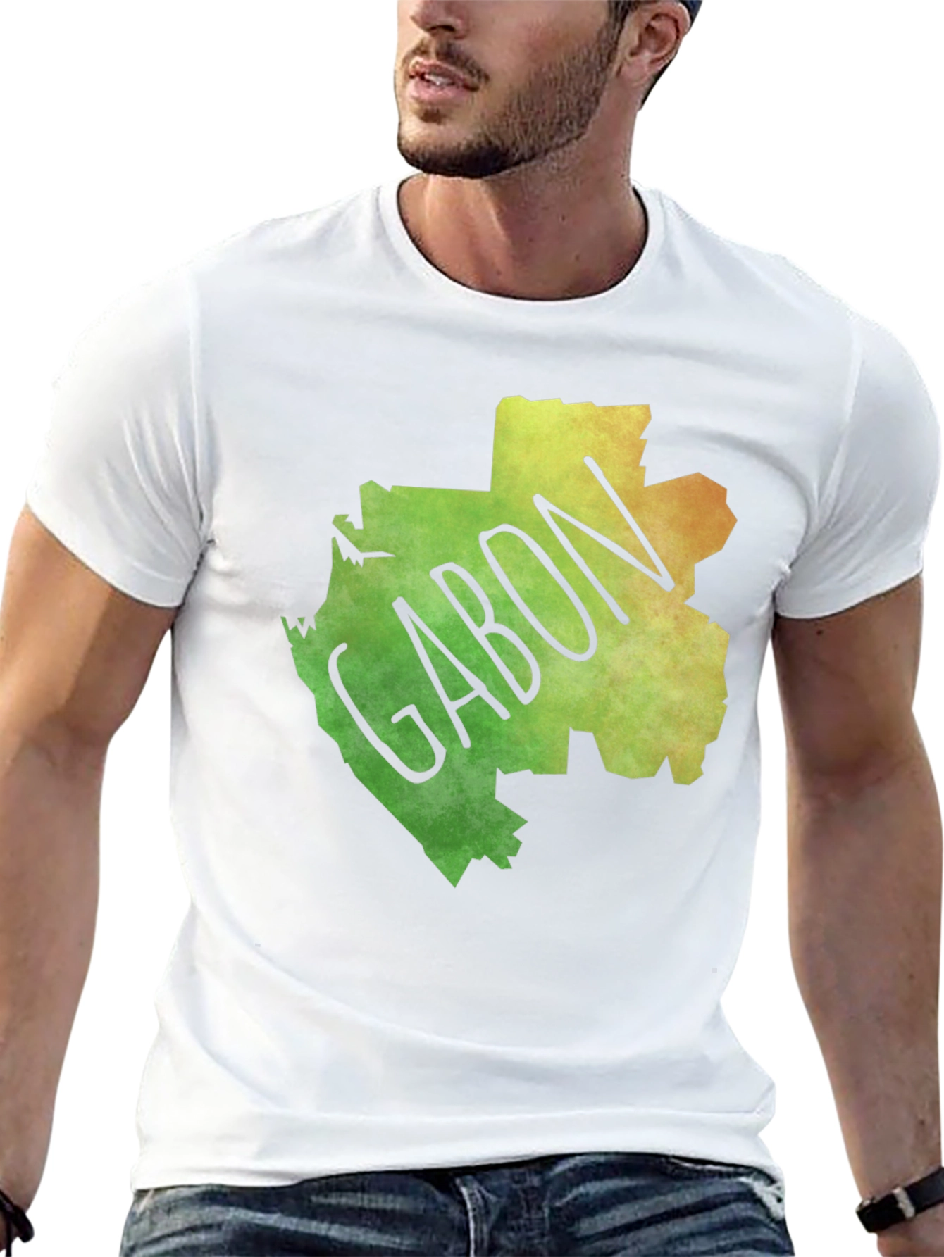 Gabon Map T-Shirt - Black Cotton Tee