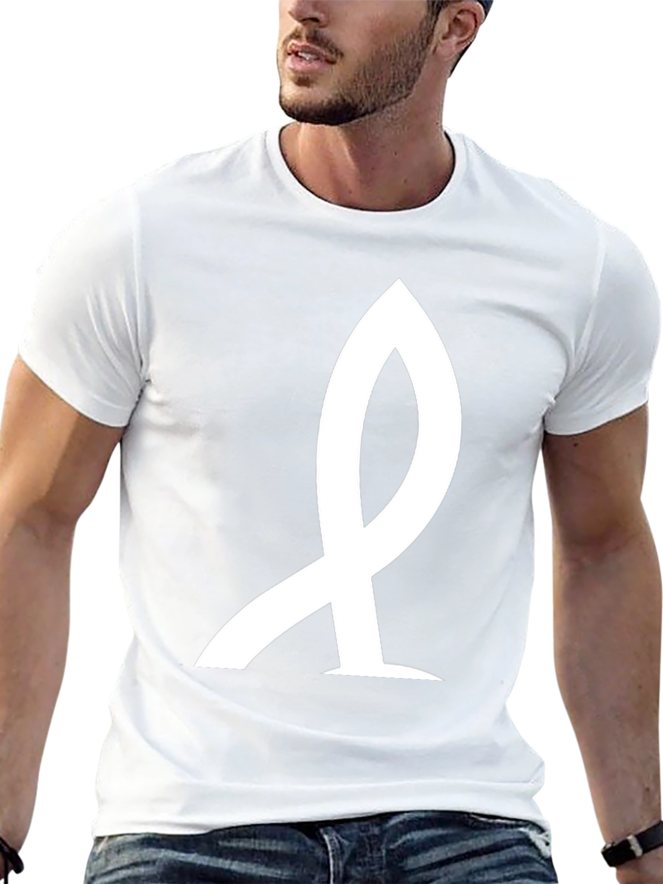 Minimalist Black T-Shirt with Abstract White Graphic