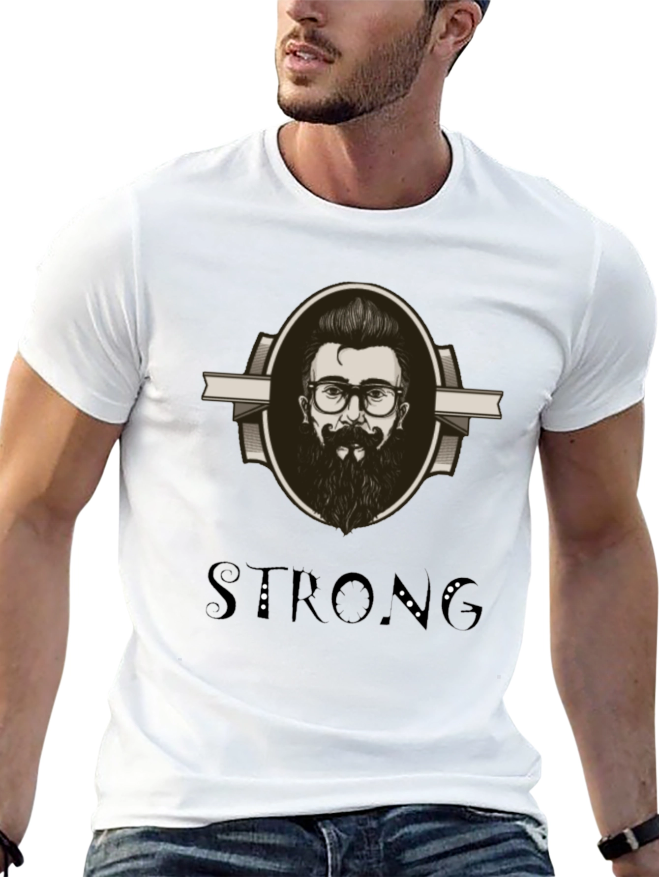 Mens Graphic Tee - Strong Beard Design