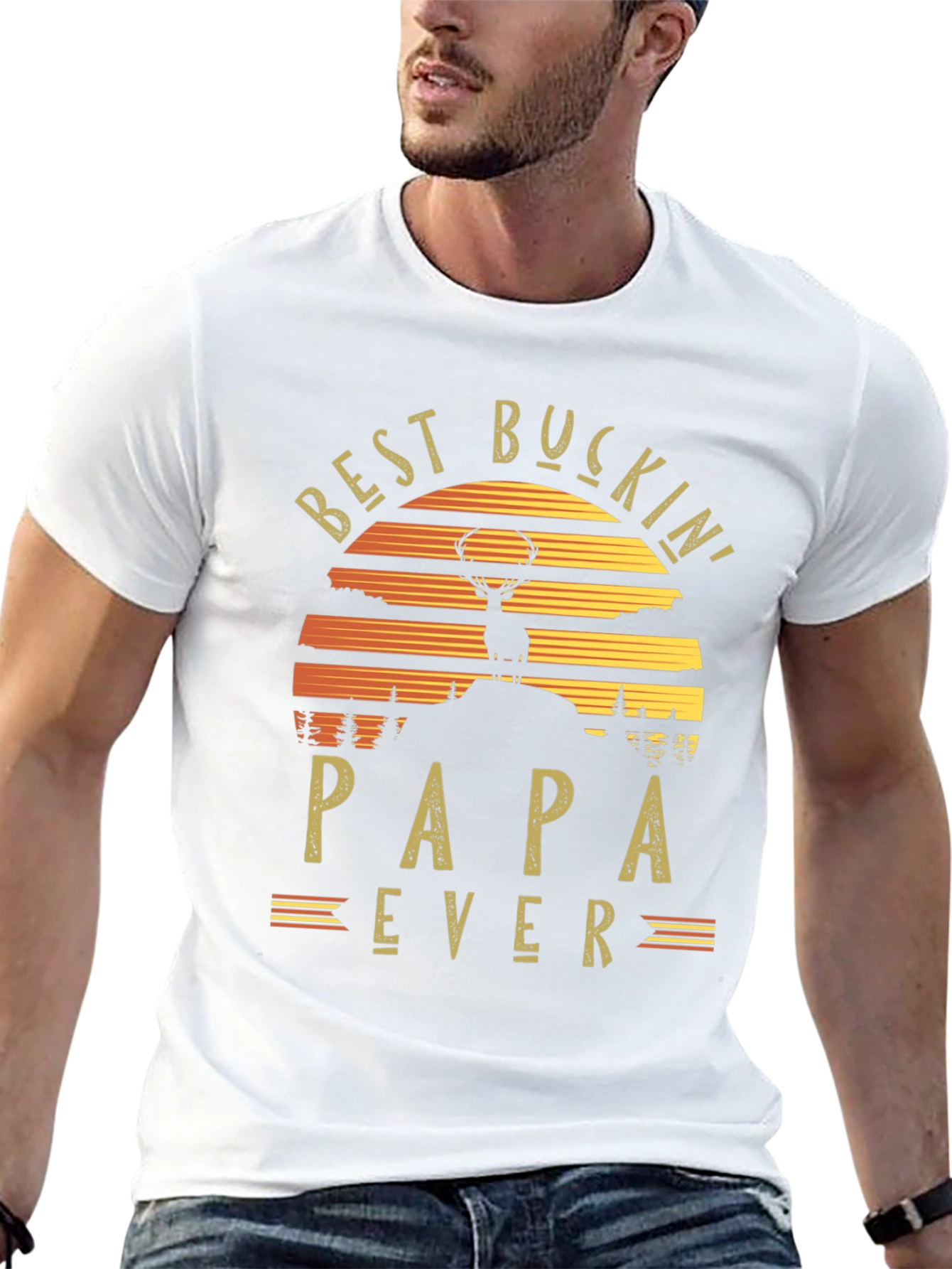Best Buckin Papa Ever Graphic T-Shirt