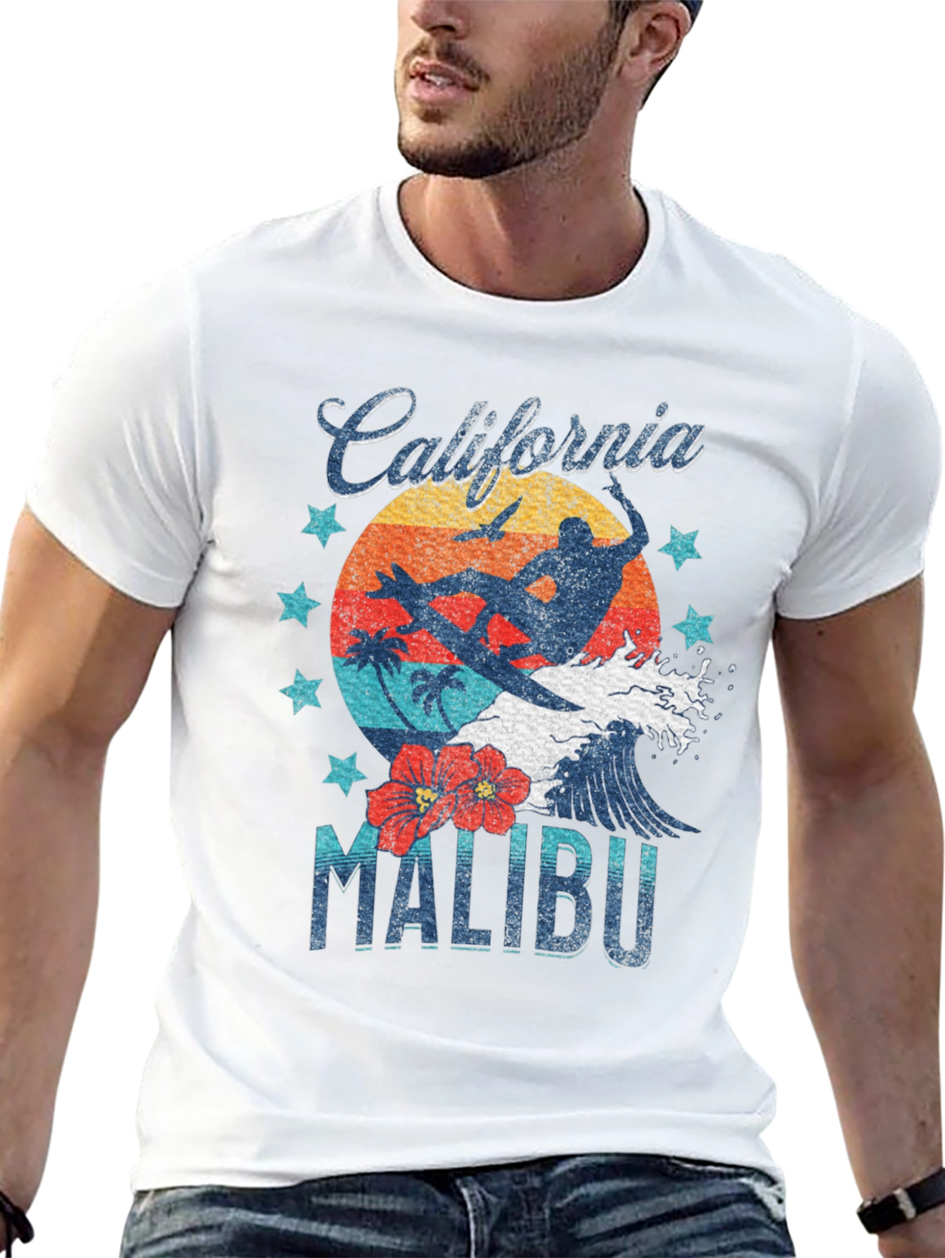 California Malibu Surfer Graphic T-Shirt
