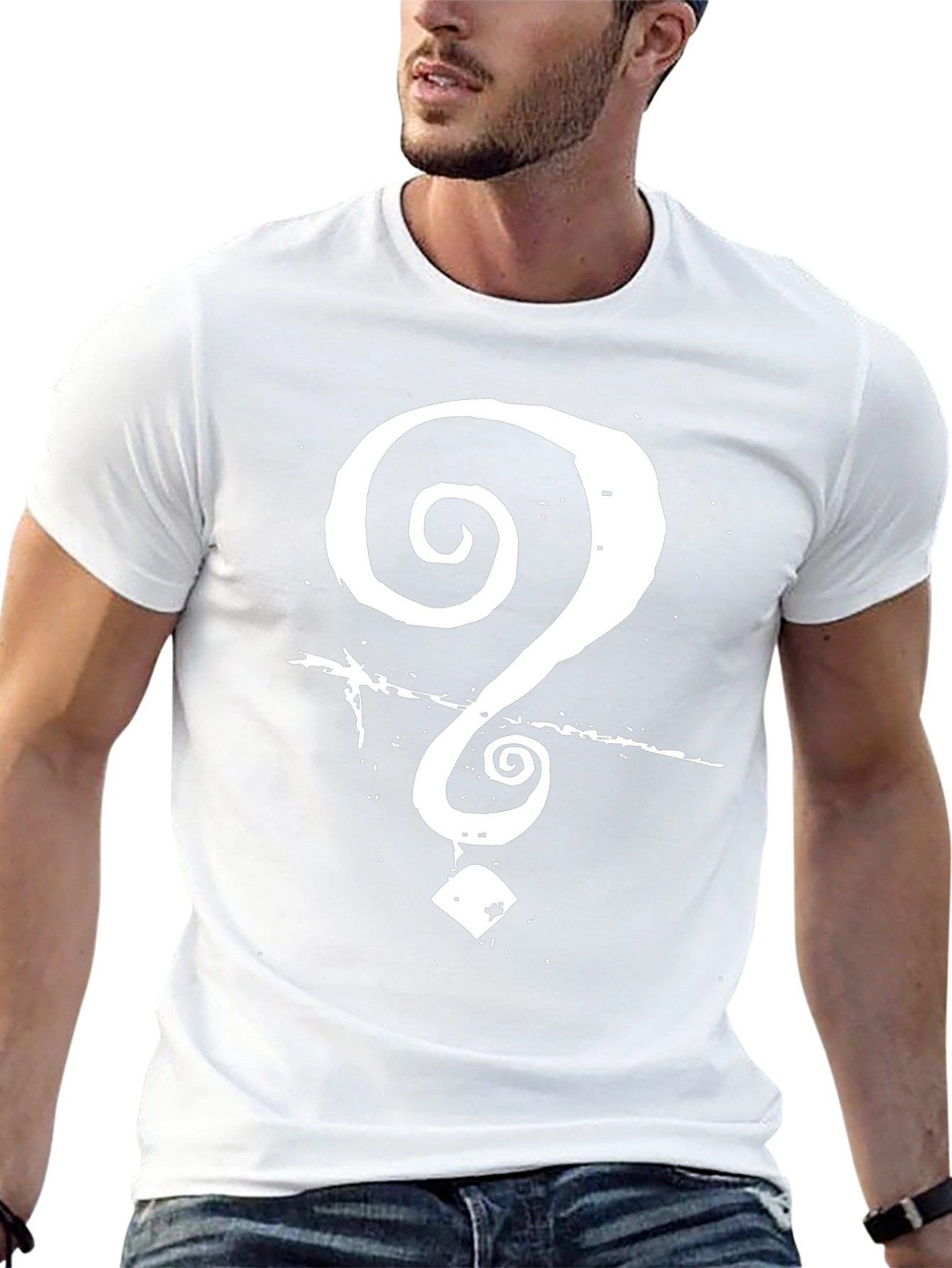 Question Mark Graphic Tee - Black Cotton T-Shirt