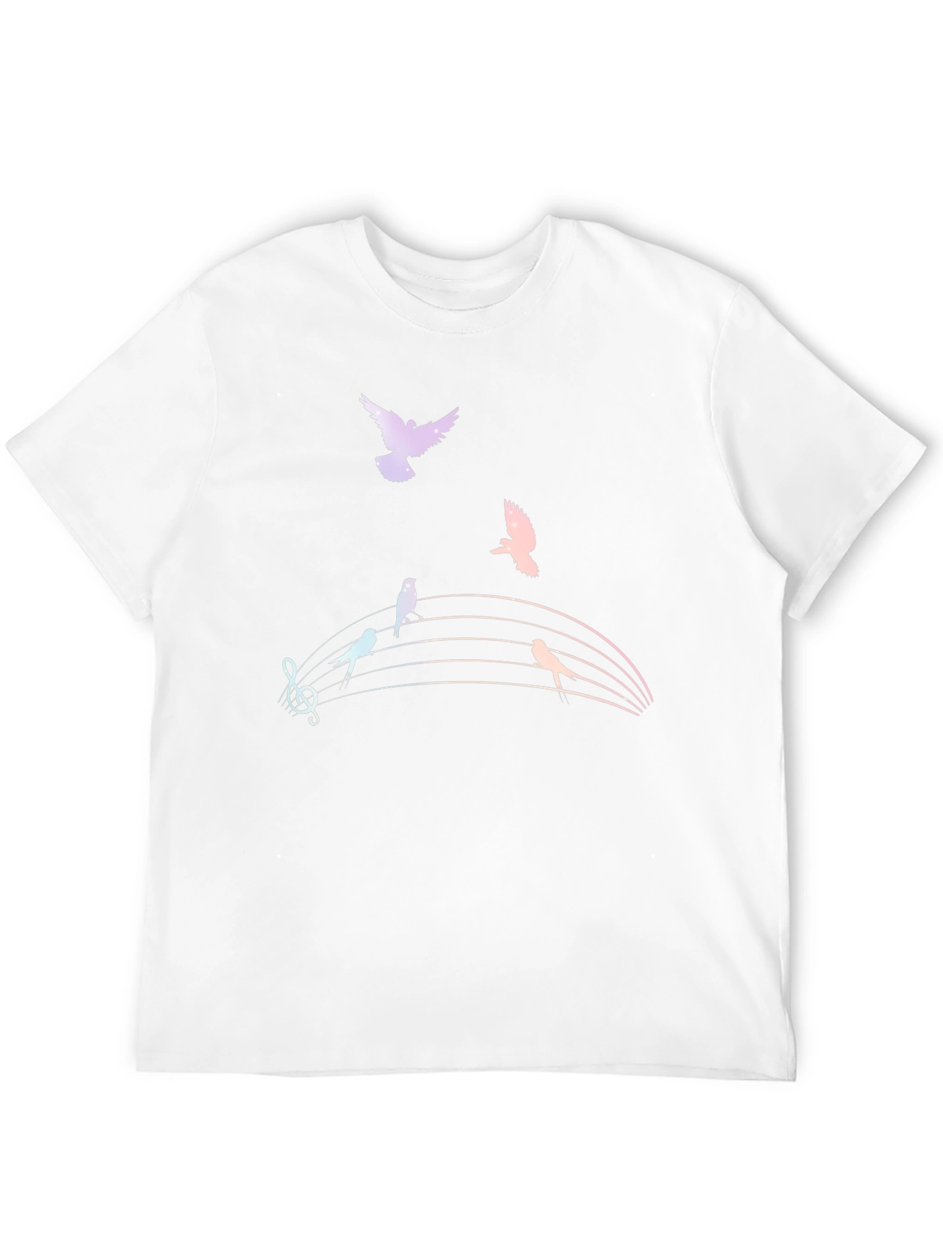 Musical Birds Graphic Tee - Black Cotton T-Shirt