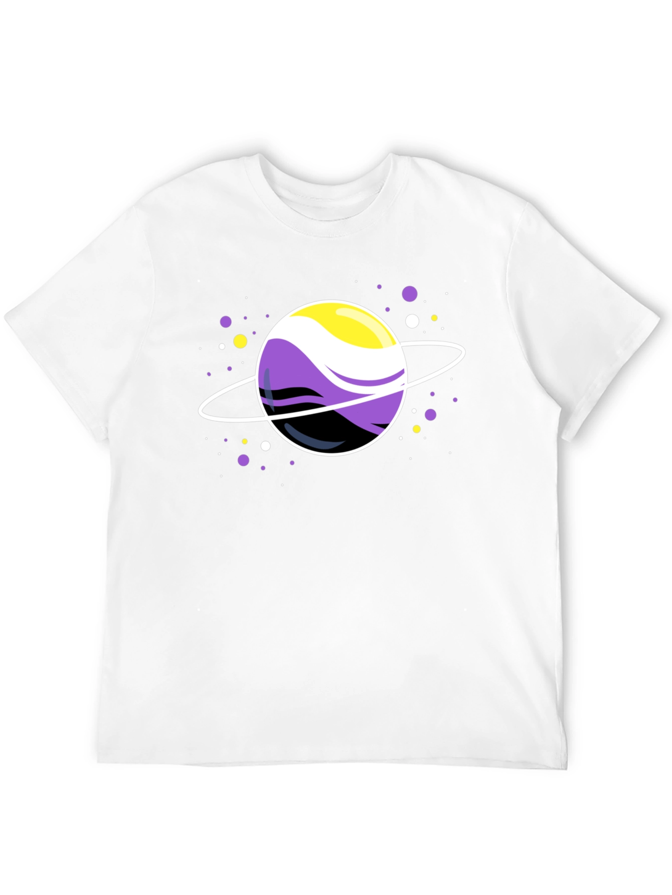 Nonbinary Pride Planet Black T-Shirt