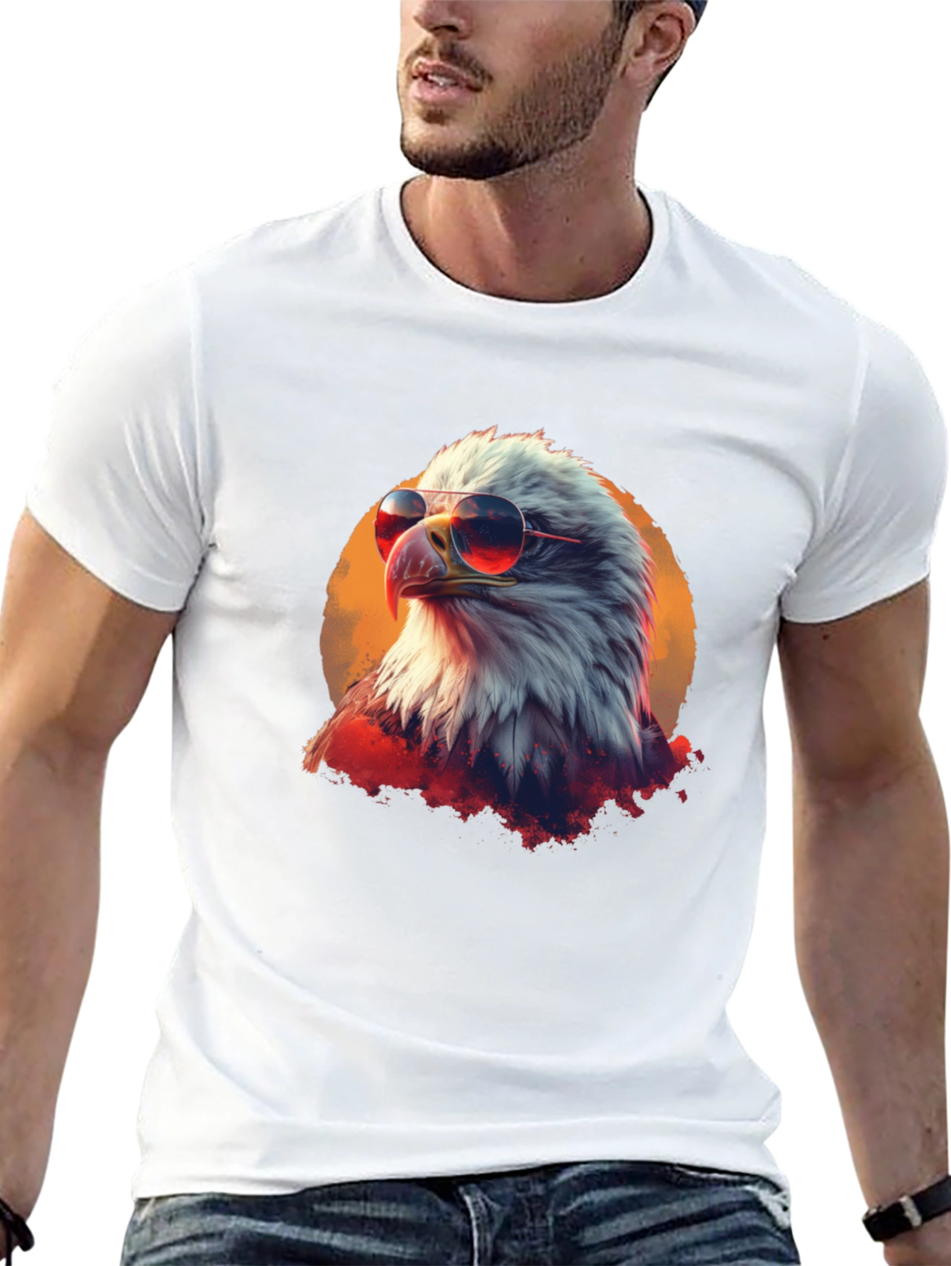 Cool Eagle Graphic Tee - Patriotic American Bird