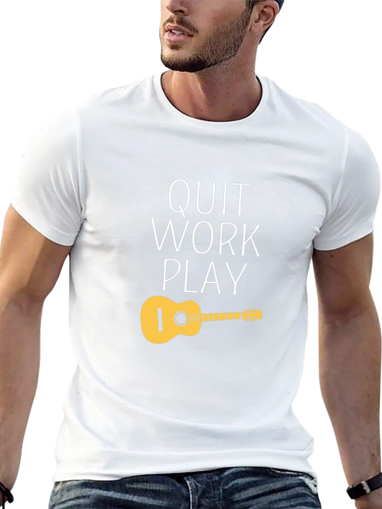 Quit Work Play T-Shirt - Guitar Design