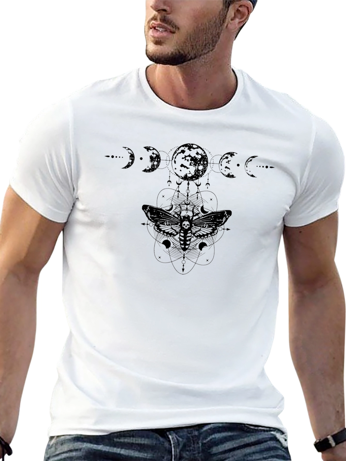 Lunar Moth Graphic Tee - Black Cotton Blend