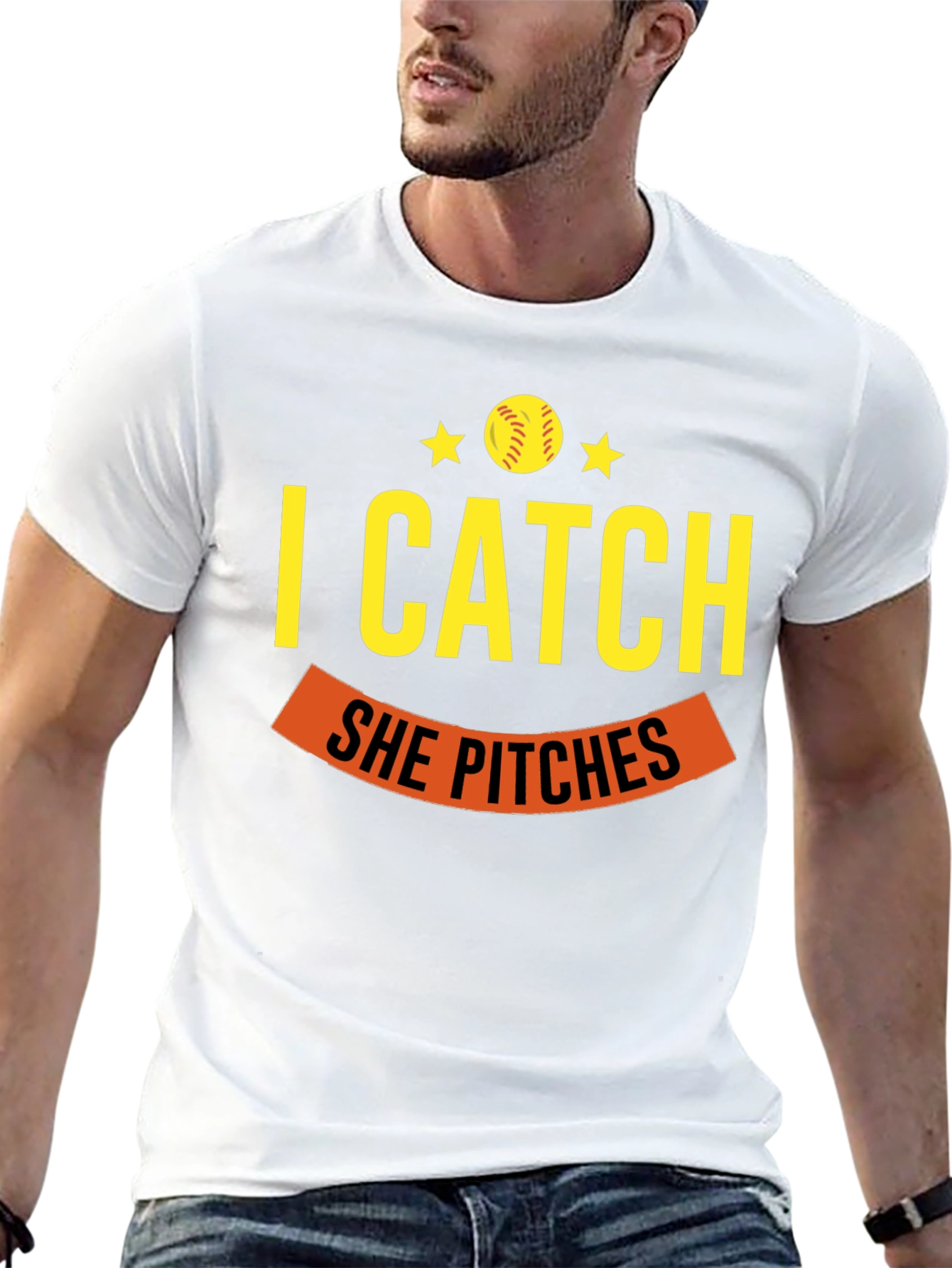 I Catch She Pitches Baseball T-Shirt